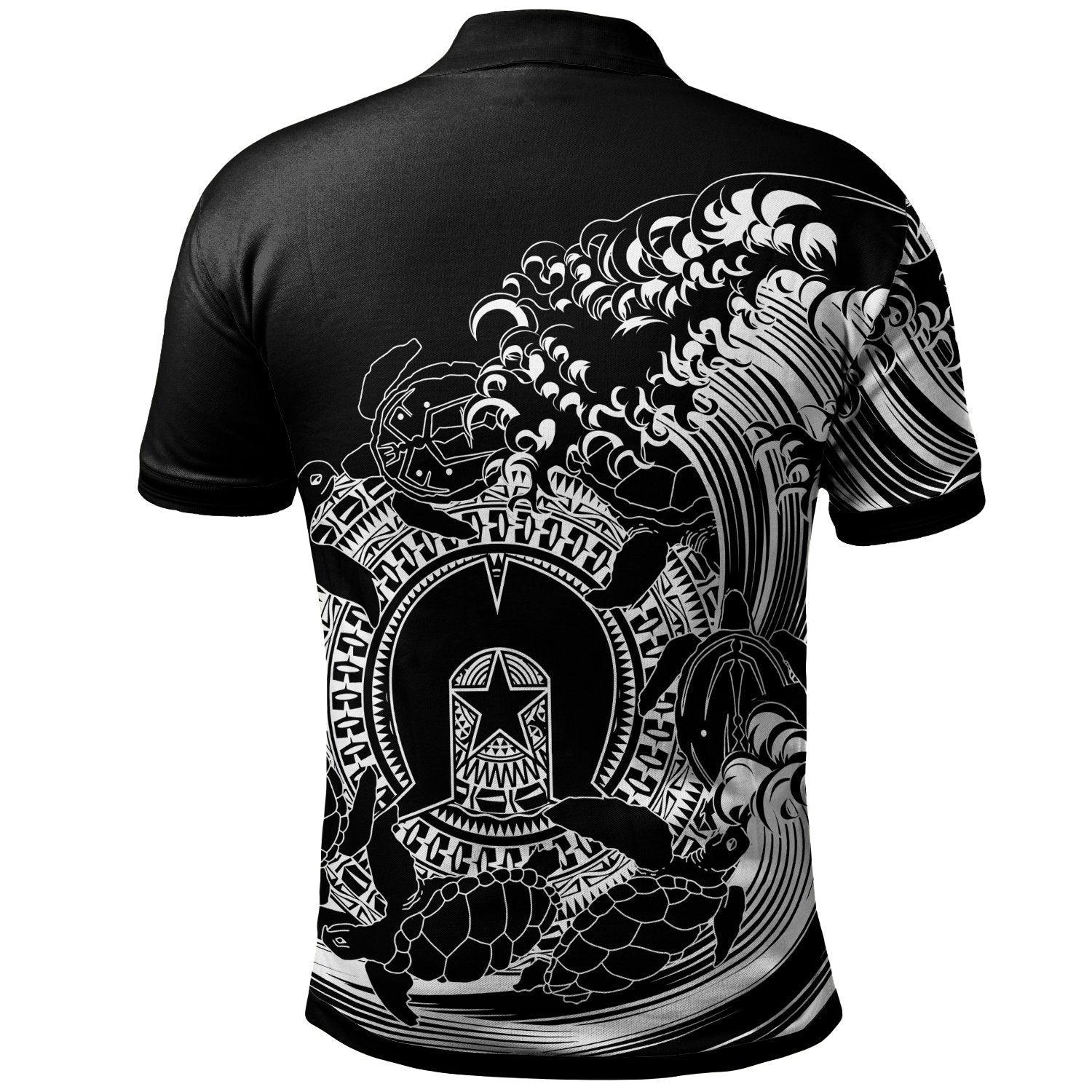 Aboriginal Polo - Torres Strait Islands in Wave (Black) Polo Shirt