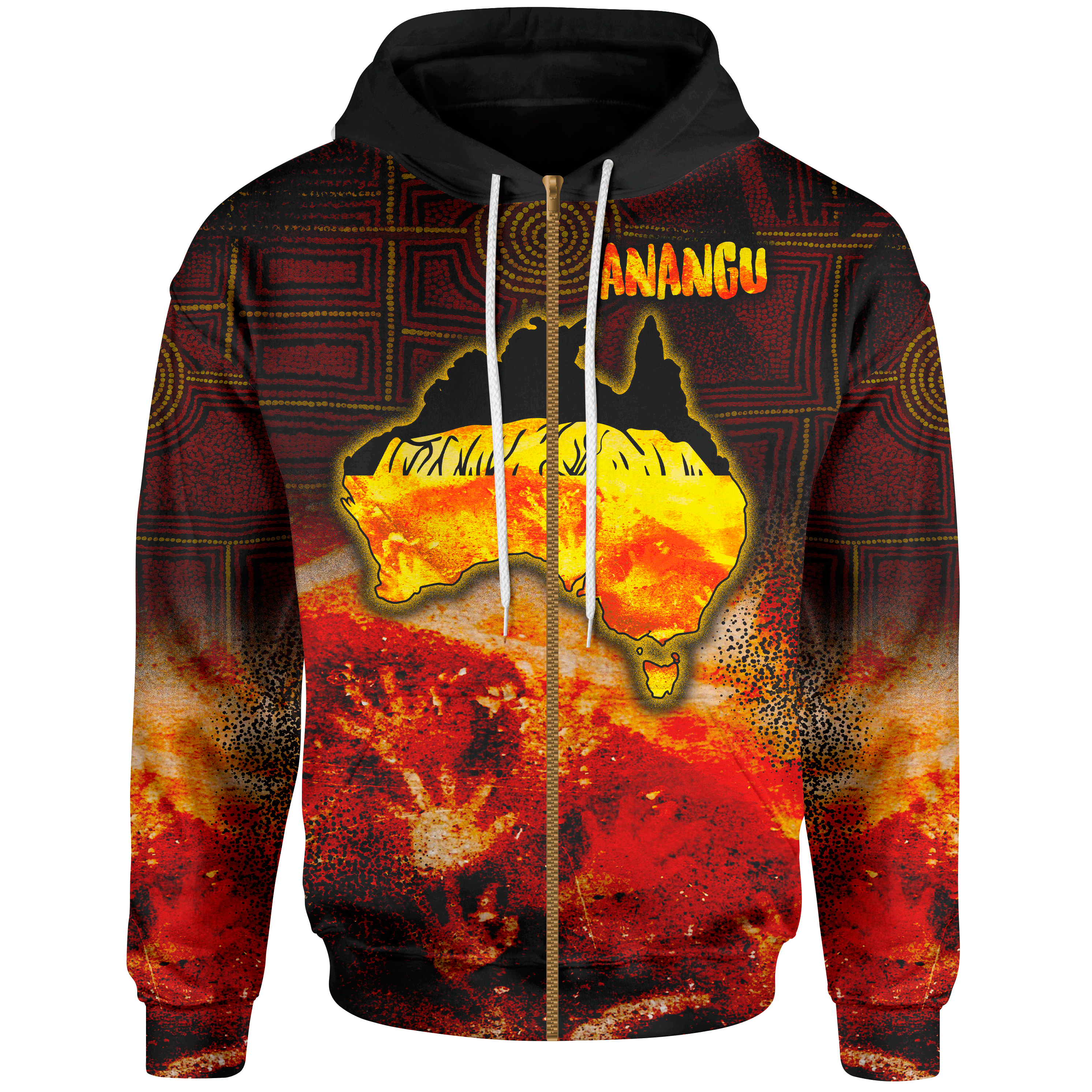 Aboriginal Zip Hoodie - Anangu Custodians