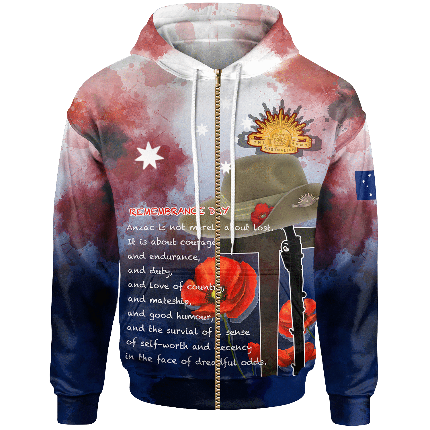 Anzac Day Zip Hoodie - Remembrance Day