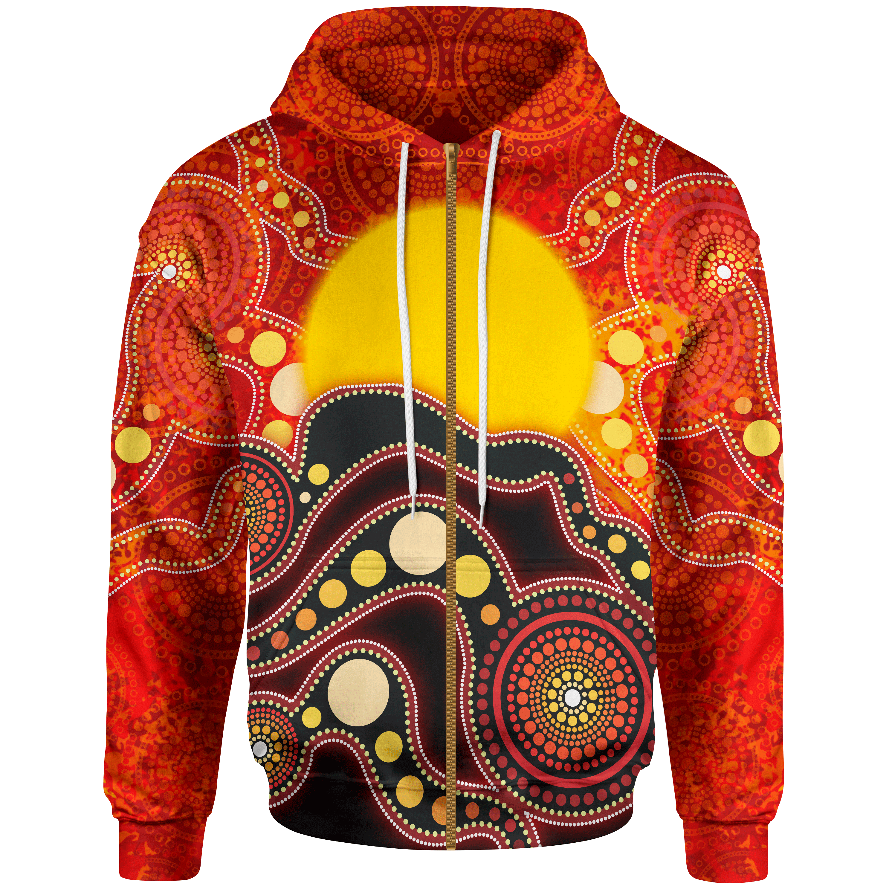 Aboriginal Zip Hoodie - Aboriginal Lives Matter Flag Dot Painting Art