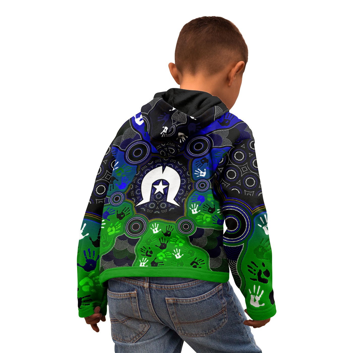 Aboriginal Kid Zip Hoodie - Torres Strait Symbol With Indigenous Patterns