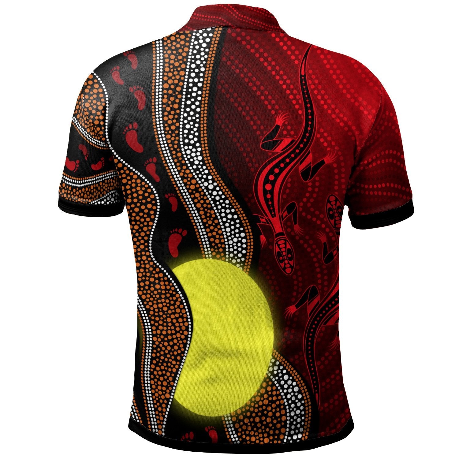 Aboriginal Polo - Aboriginal Flag Lizard Dot Painting Style Polo Shirt