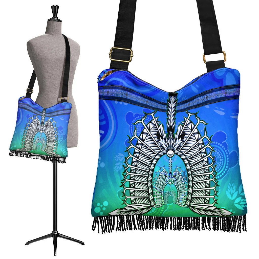 Boho Handbag - Turtle Background With Dhari Mask