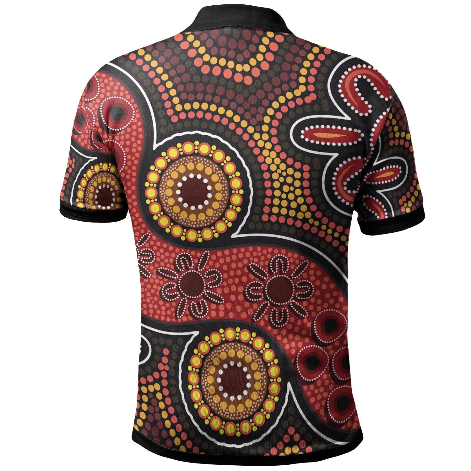 Aboriginal Polo - (Custom Text) Indigenous Circle Dot Painting Style Polo Shirt