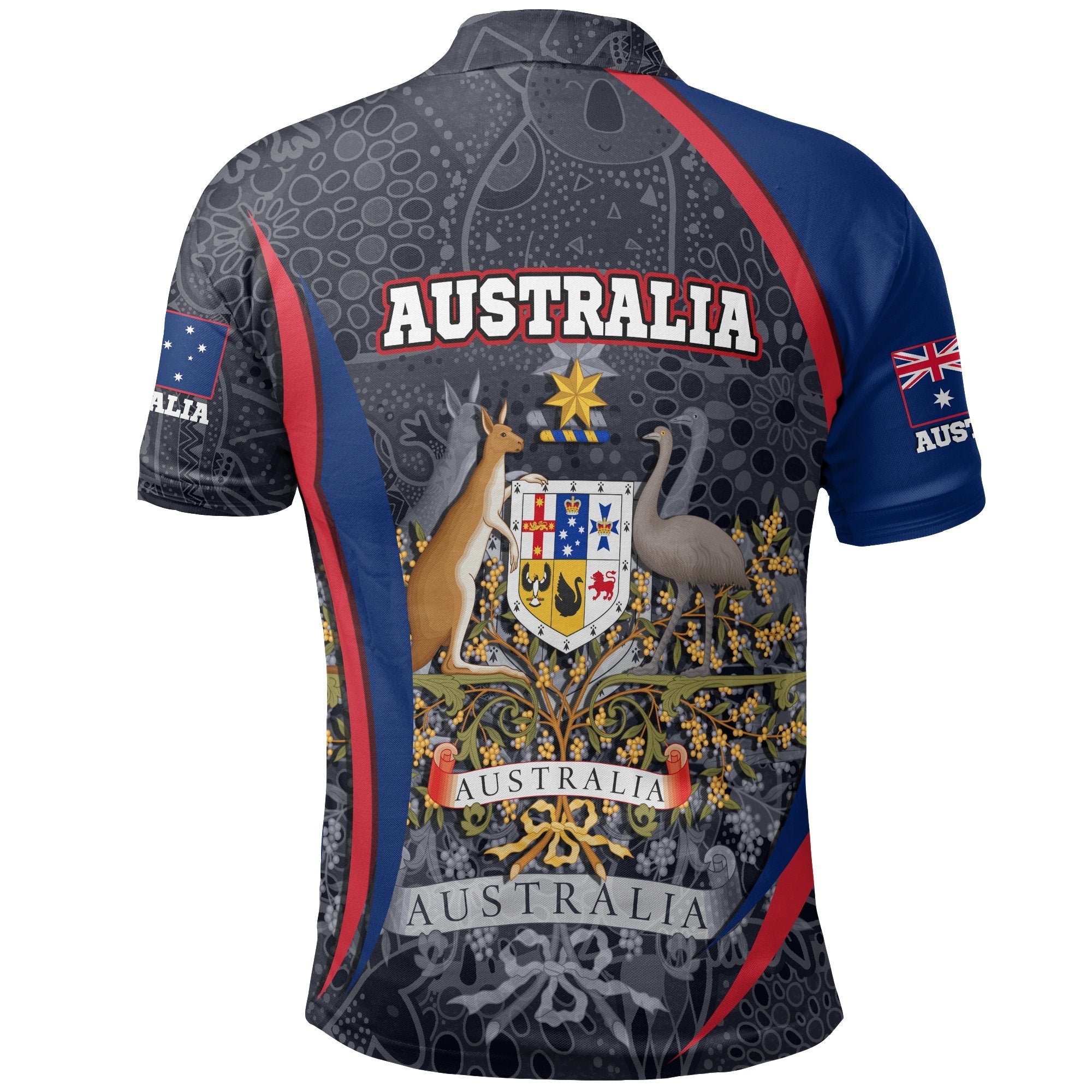 Aboriginal Polo - Australian Coat of Arms Aussie Spirit Polo Shirt