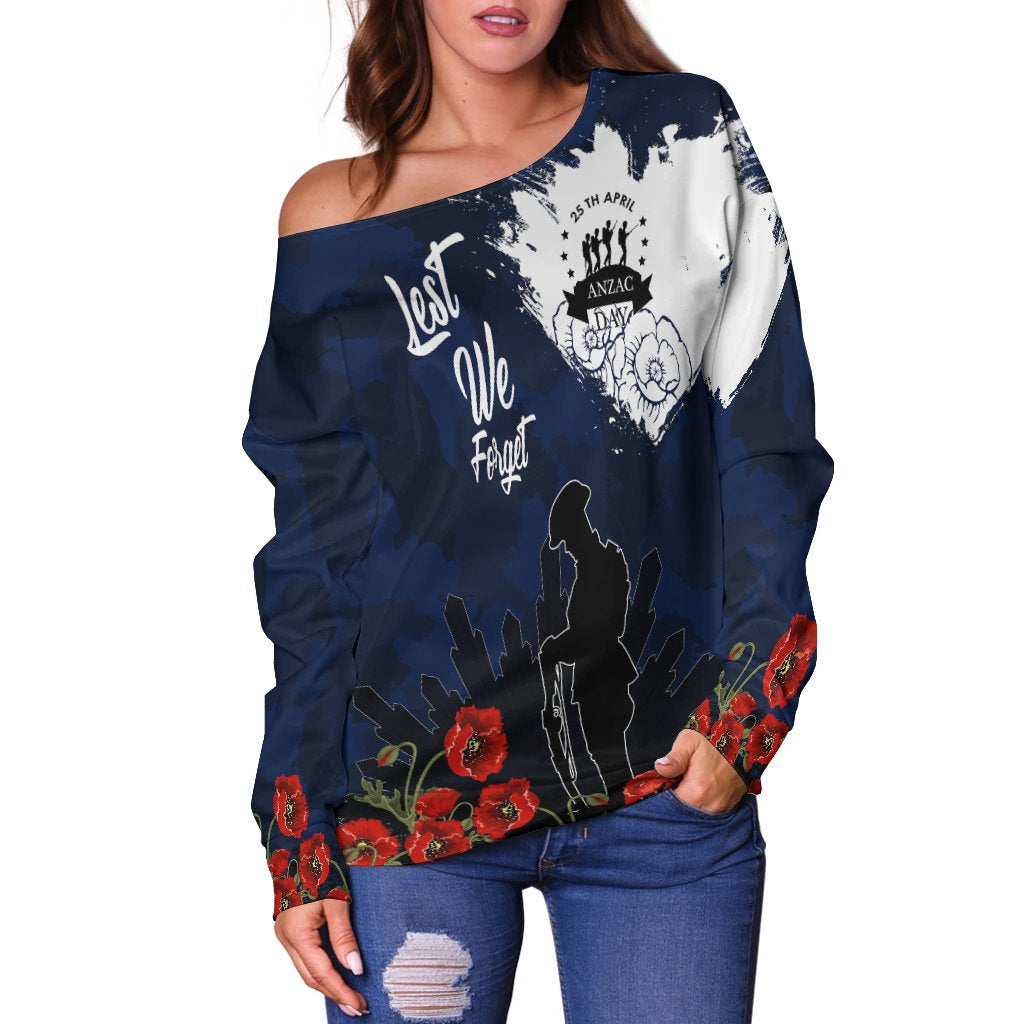 Anzac Day Women's Off Shoulder Sweater - Australia Anzac Day 2022