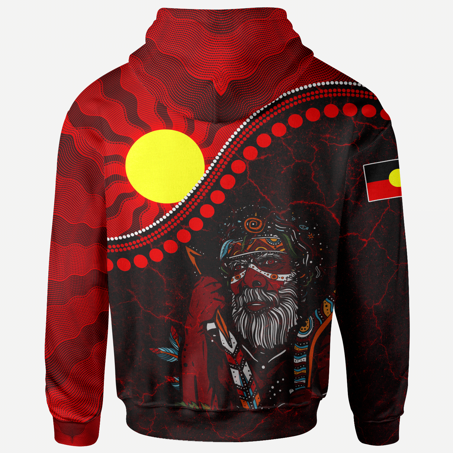 Aboriginal Zip Hoodie - Indigenous People And Sun