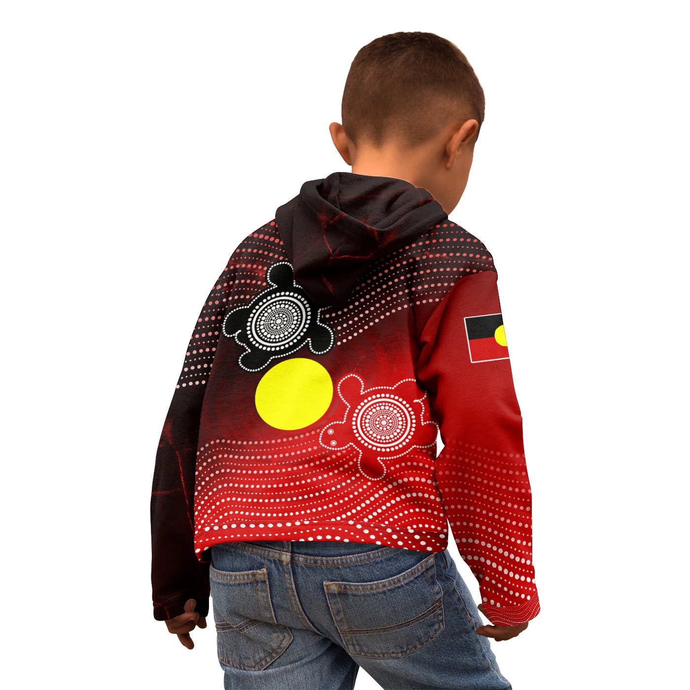 (Custom) Aboriginal Zip Hoodie Kid - Indigenous Circle Dot Painting Style