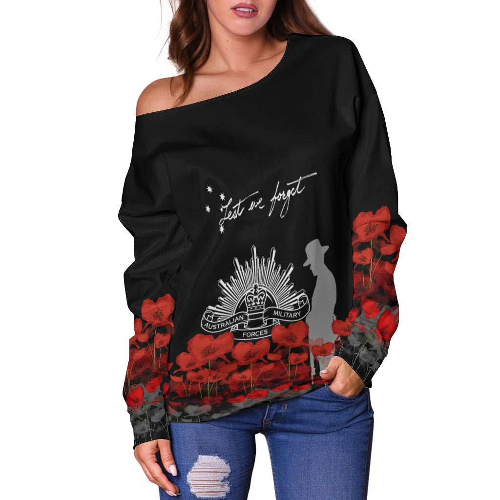 Anzac Day Off Shoulder Sweater - Remember Them