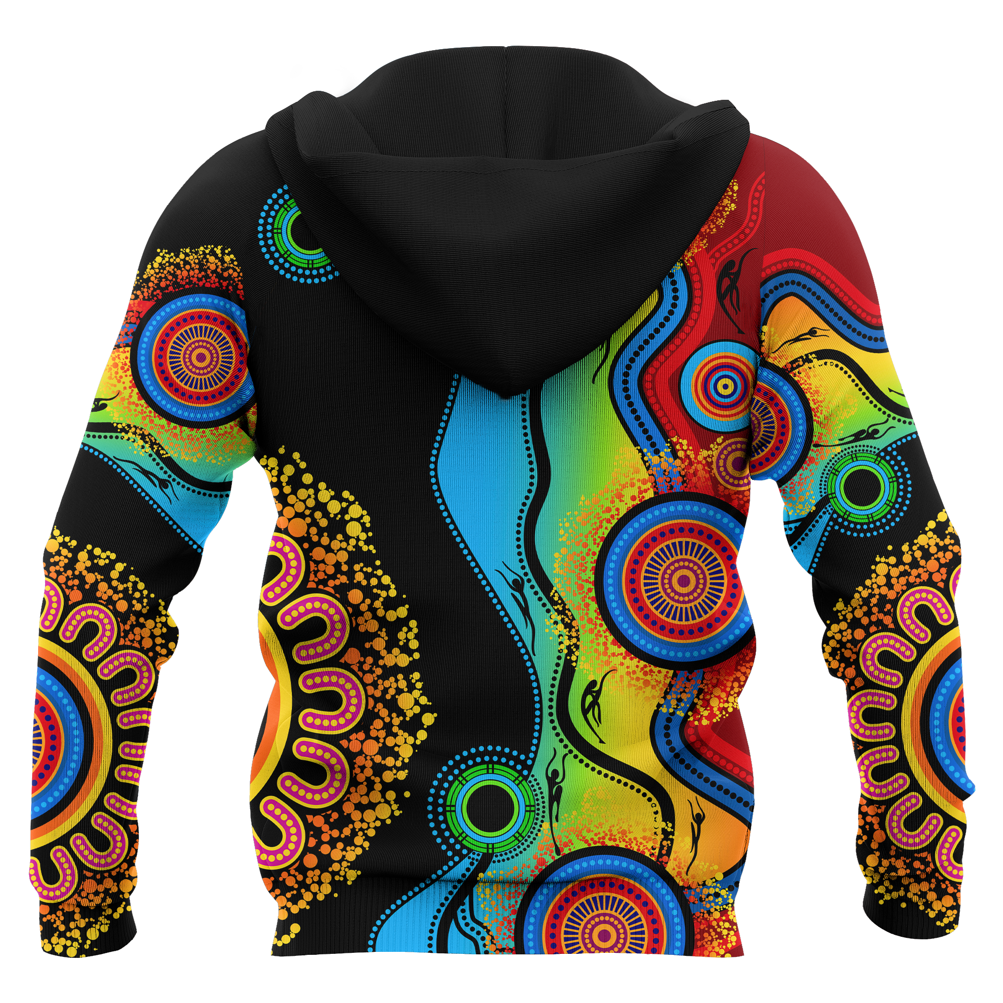 Aboriginal Zip Hoodie - Circle Dot Painting Flowers Patterns Blue Dream