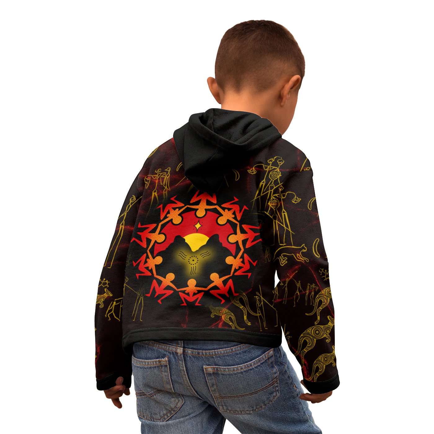 (Custom) Aboriginal Kid Zip Hoodie - Australia Map and Indigenous Flag