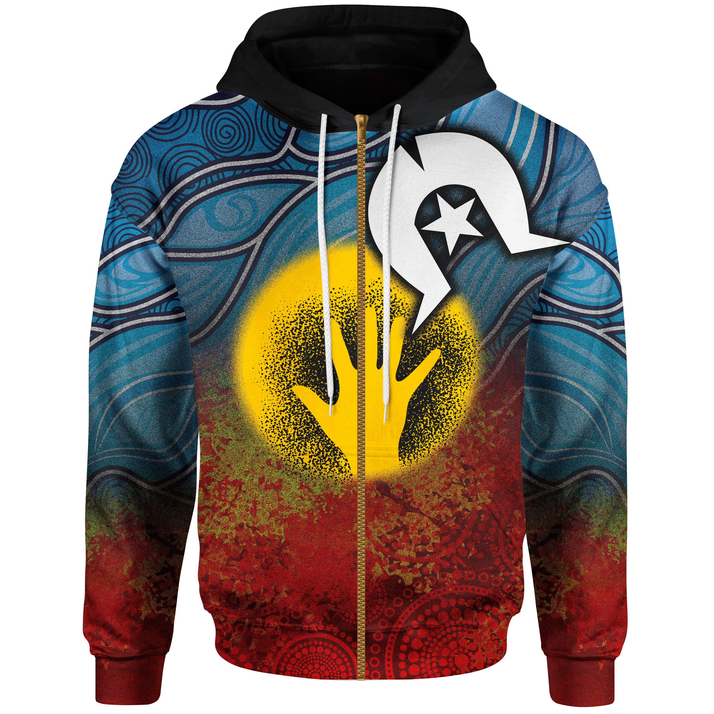 Aboriginal Zip Hoodie - Aboriginal and Torres Strait Islanders Flag