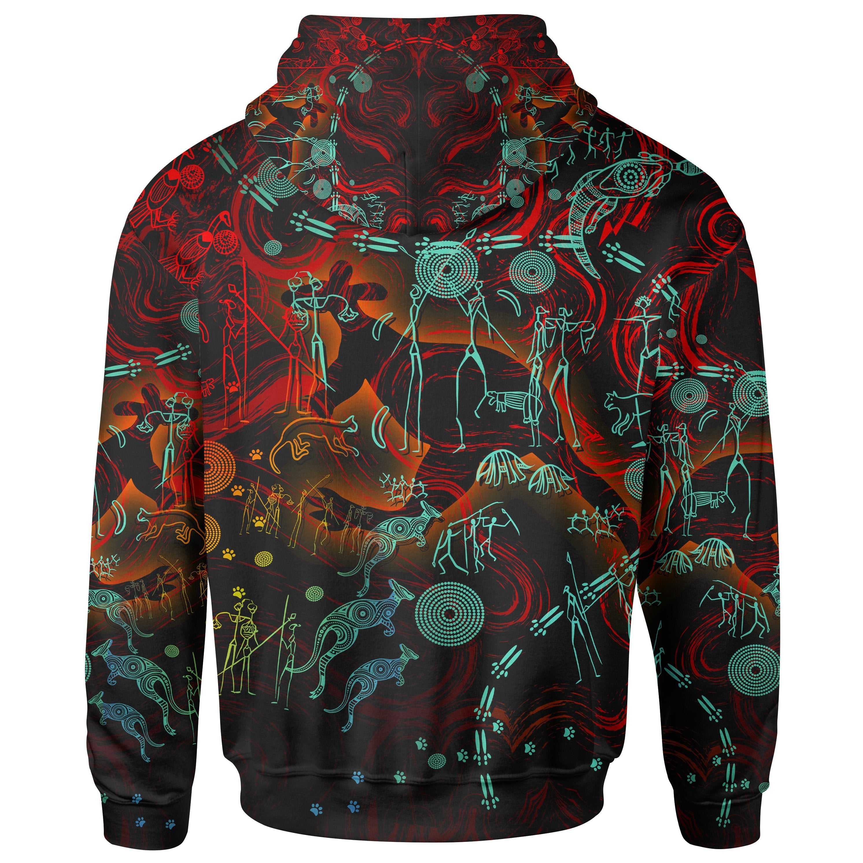 Zip Hoodie - Kangaroo Adults Indigenous Art