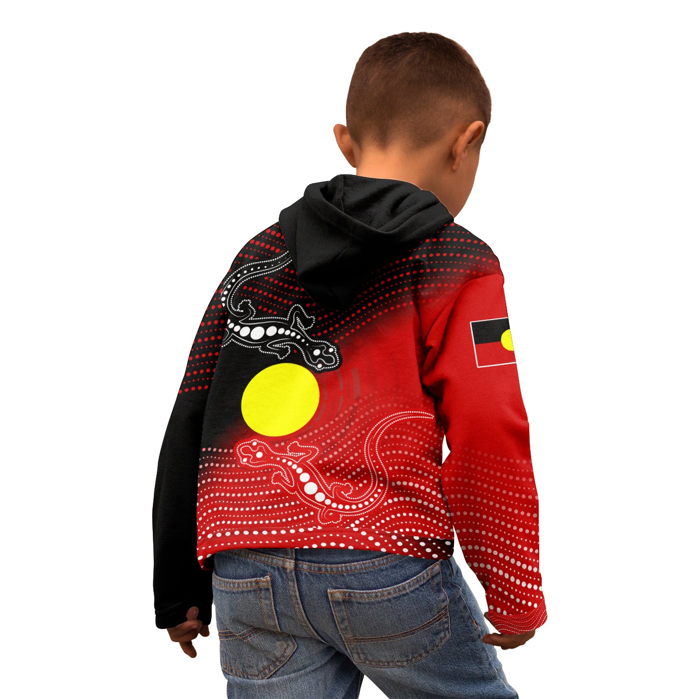 Aboriginal Zip Hoodie Kid - Two Indigenous Lizard