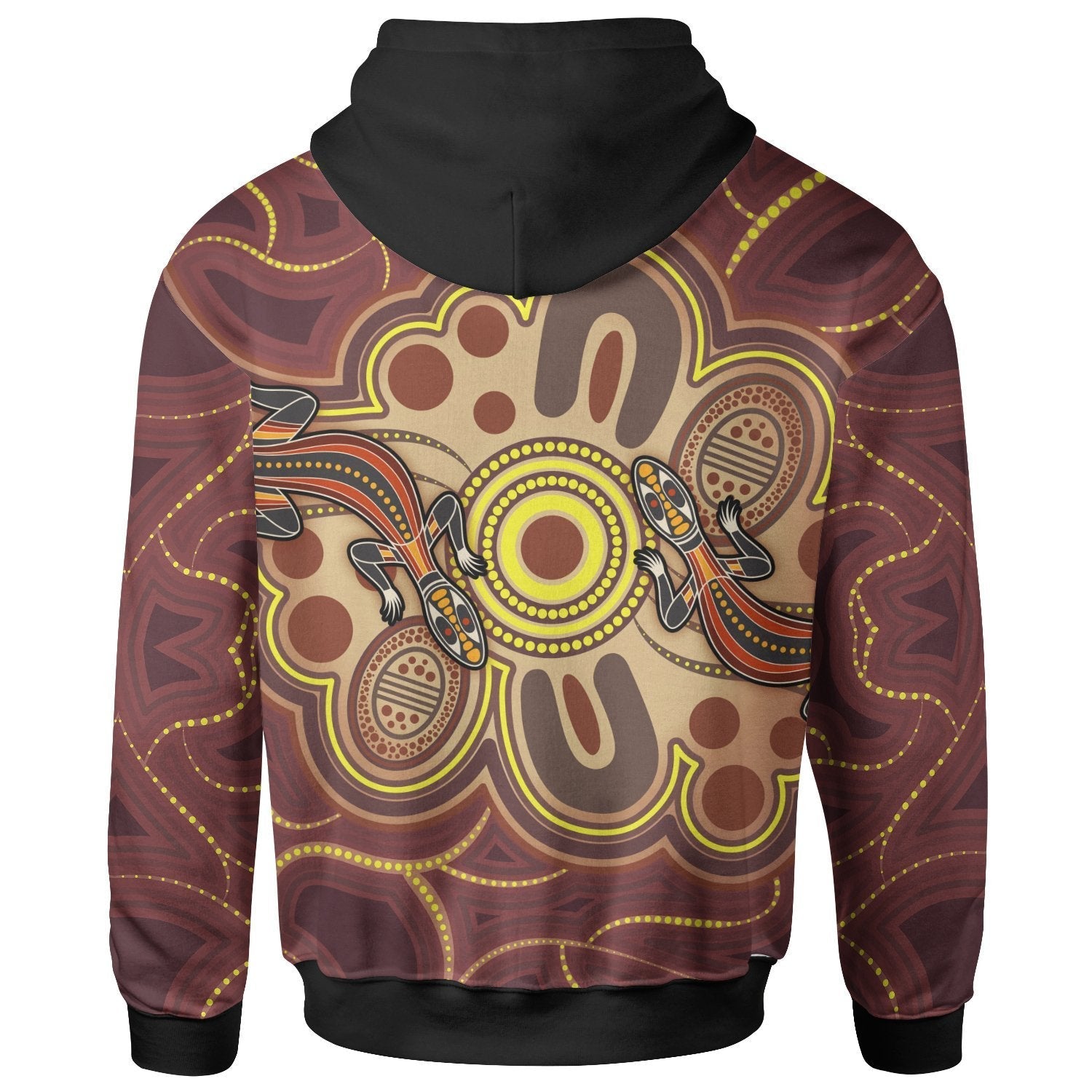 [Custom] Aboriginal Hoodie - Indigenous Lizard Dot Painting Art