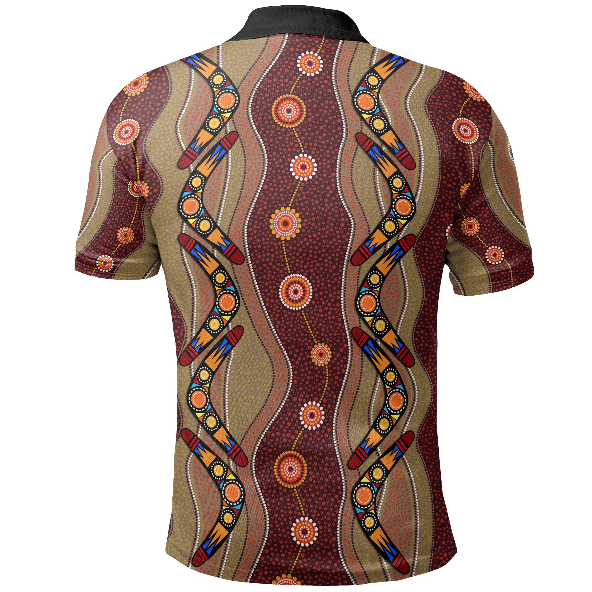Aboriginal Polo - Aboriginal Dot Painting Shirt Boomerang Patterns Polo Shirt