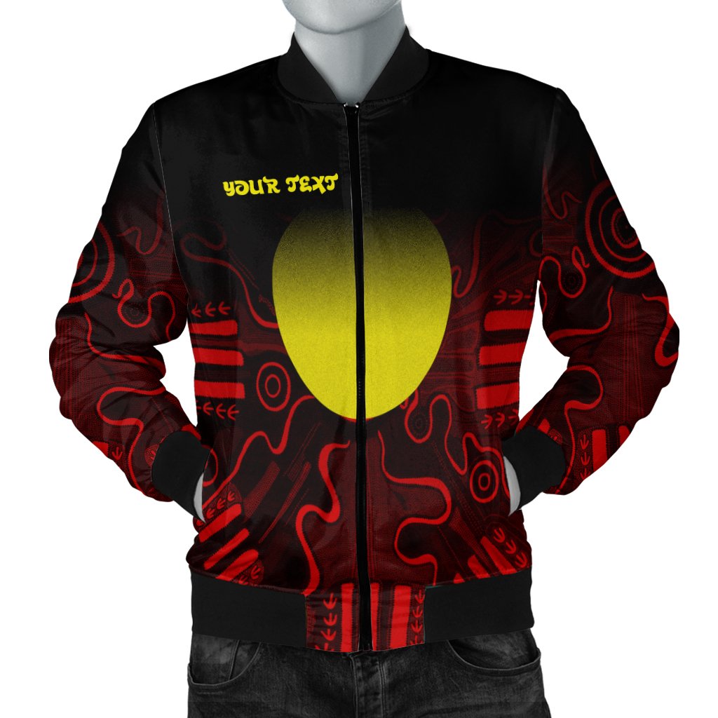 (Custom Text) Aboriginal Bomber Jacket - Indigenous Flag Grunge Style