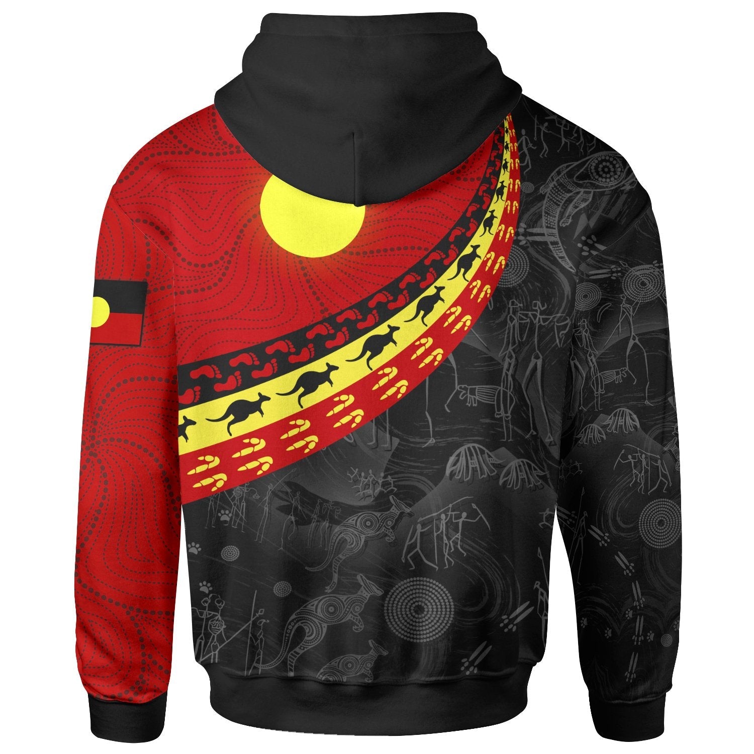 Aboriginal Zip Hoodie - Indigenous Flag Circle Dot Painting