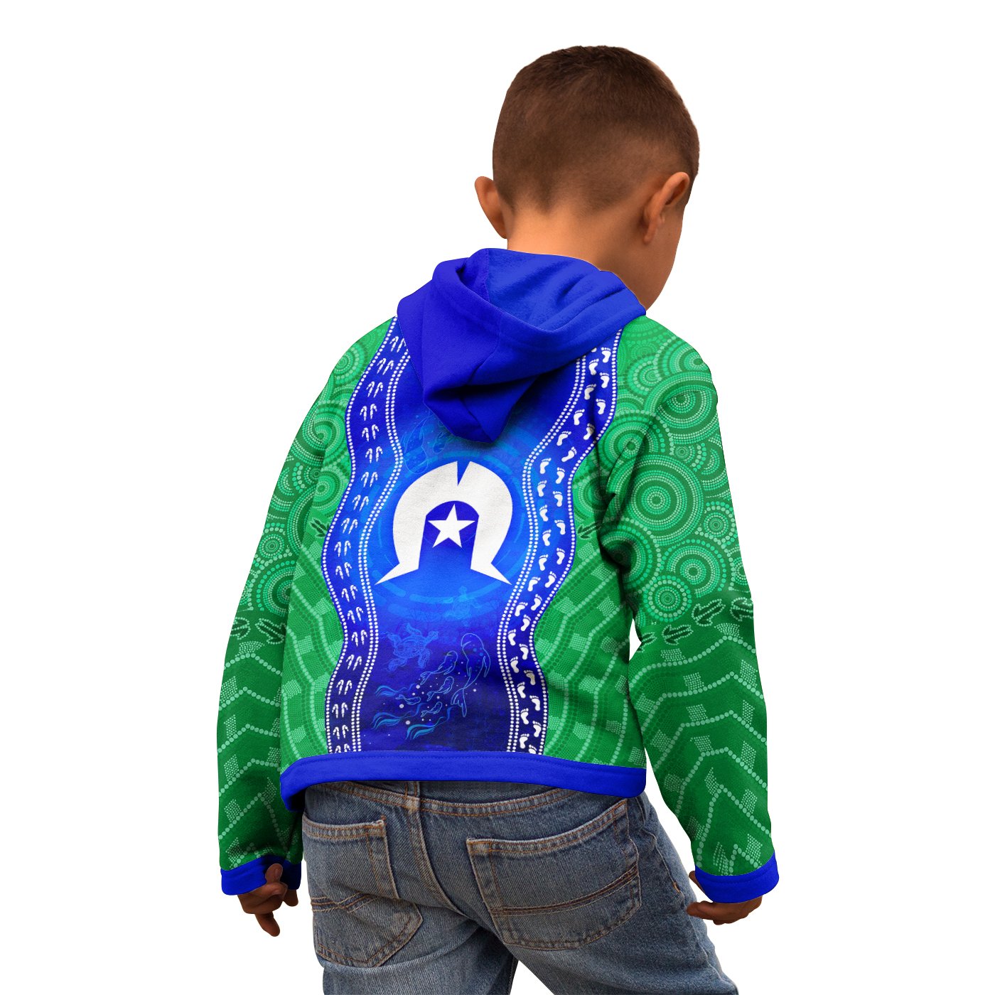 Torres Strait Islanders Zip Hoodie - Torres Symbol With Aboriginal Patterns