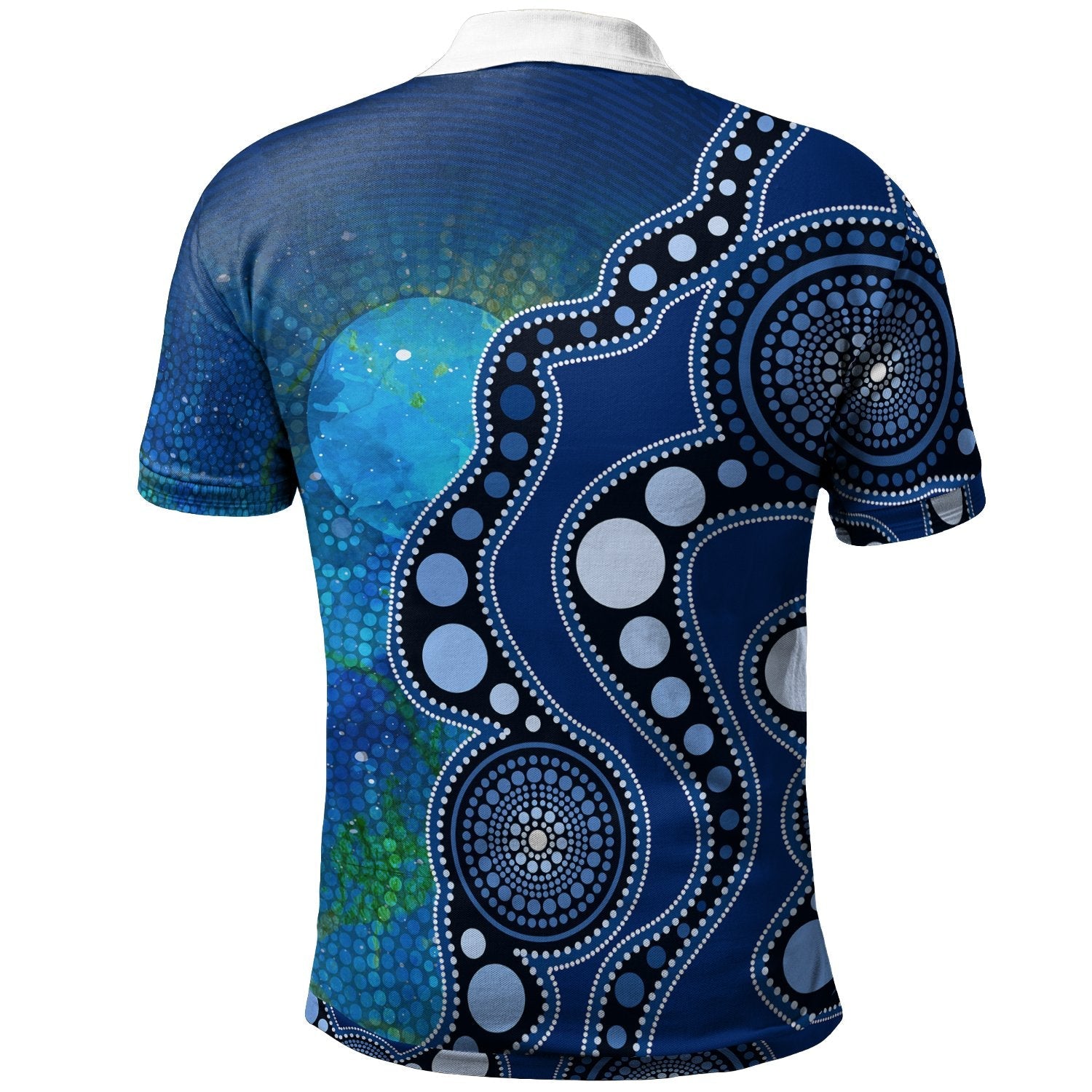 Aboriginal Polo - Australia Indigenous Flag Circle Dot Painting Art (Blue) Polo Shirt