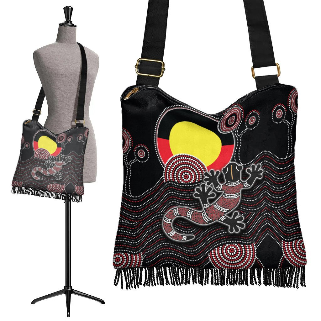 Boho Handbag - Gecko Tribal Pattern with Aboriginal Flag