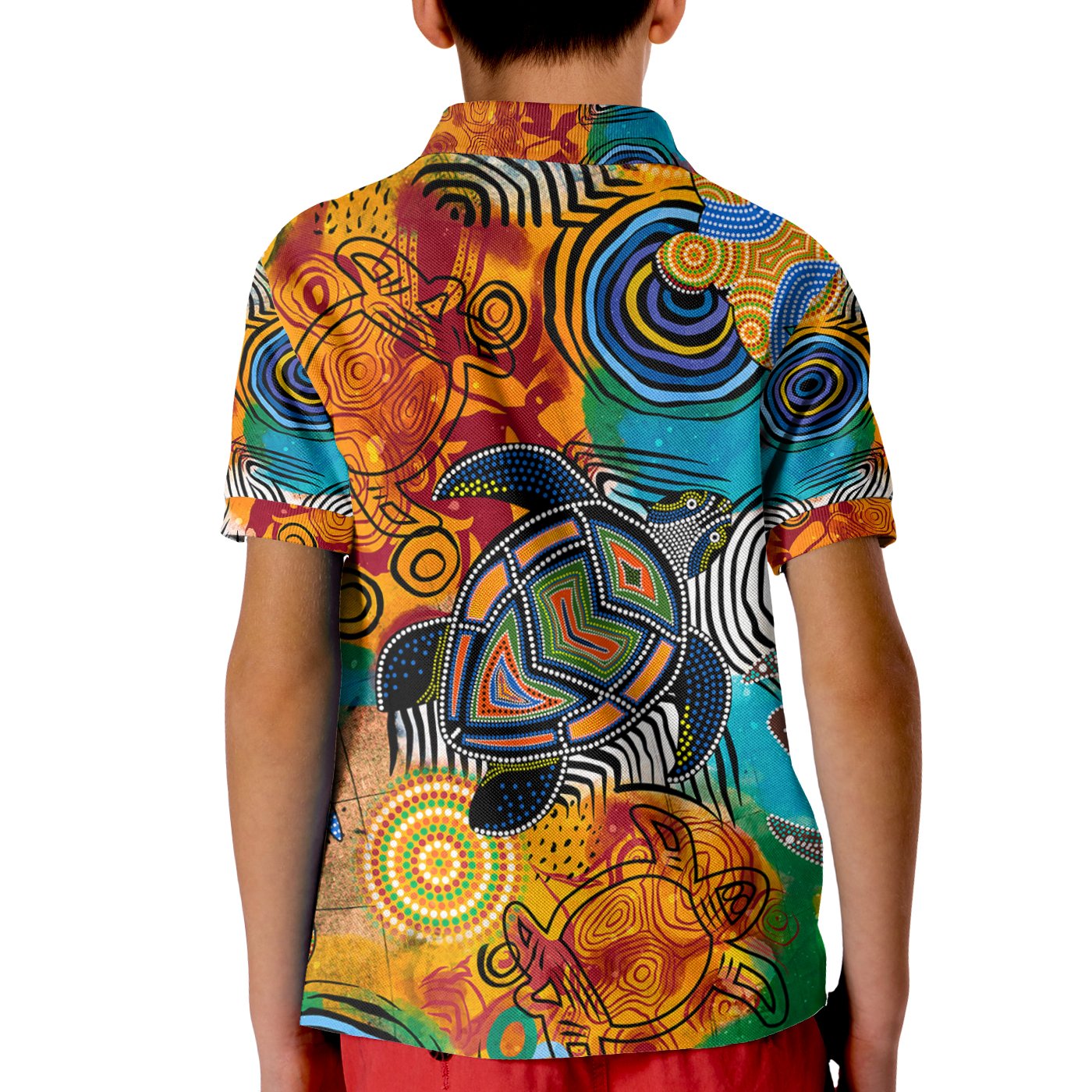 Aboriginal Polo - Personalised Polo Shirt Turtle Indigenous Art Kid Polo Shirt
