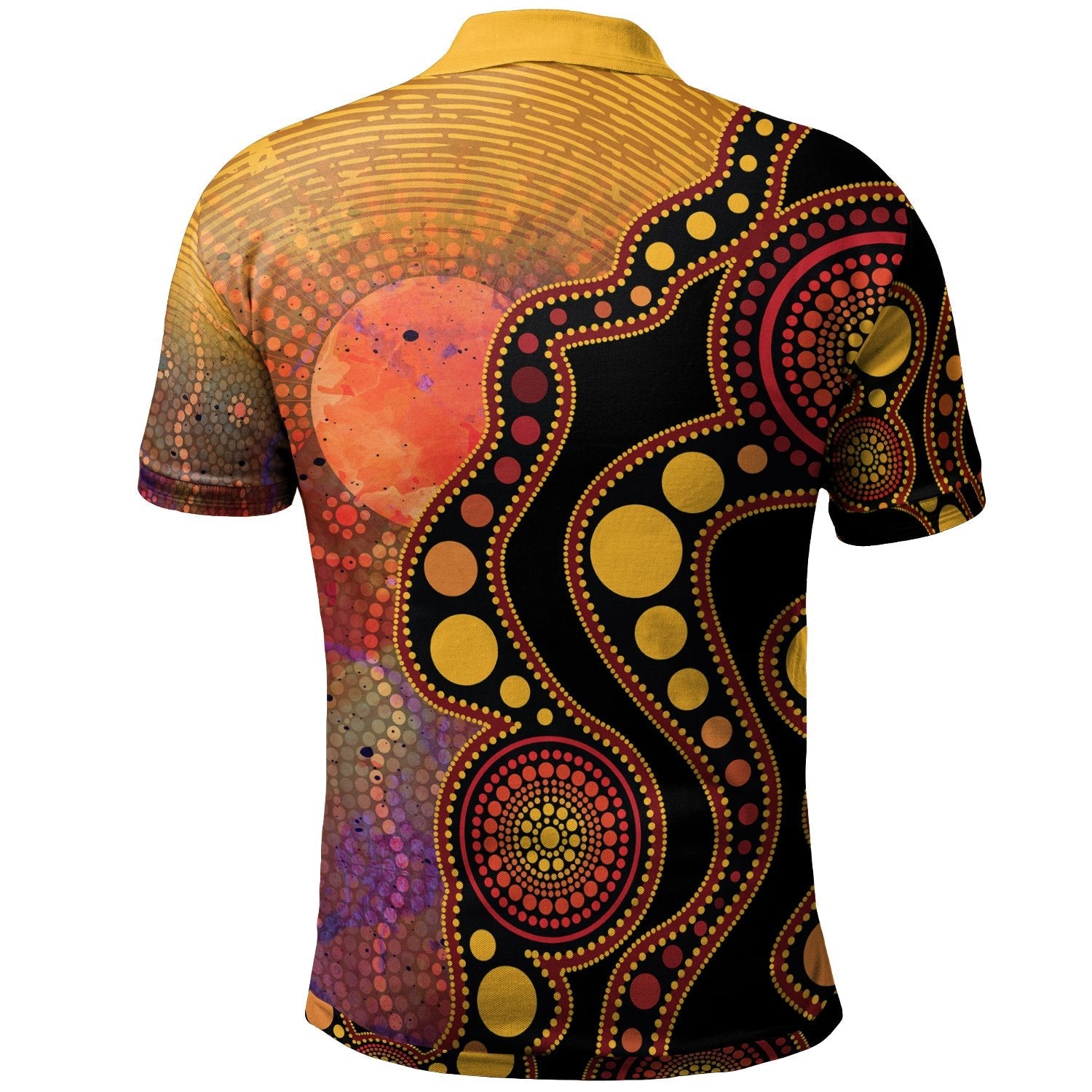 Aboriginal Polo - Australia Indigenous Flag Circle Dot Painting Art (Golden) Polo Shirt