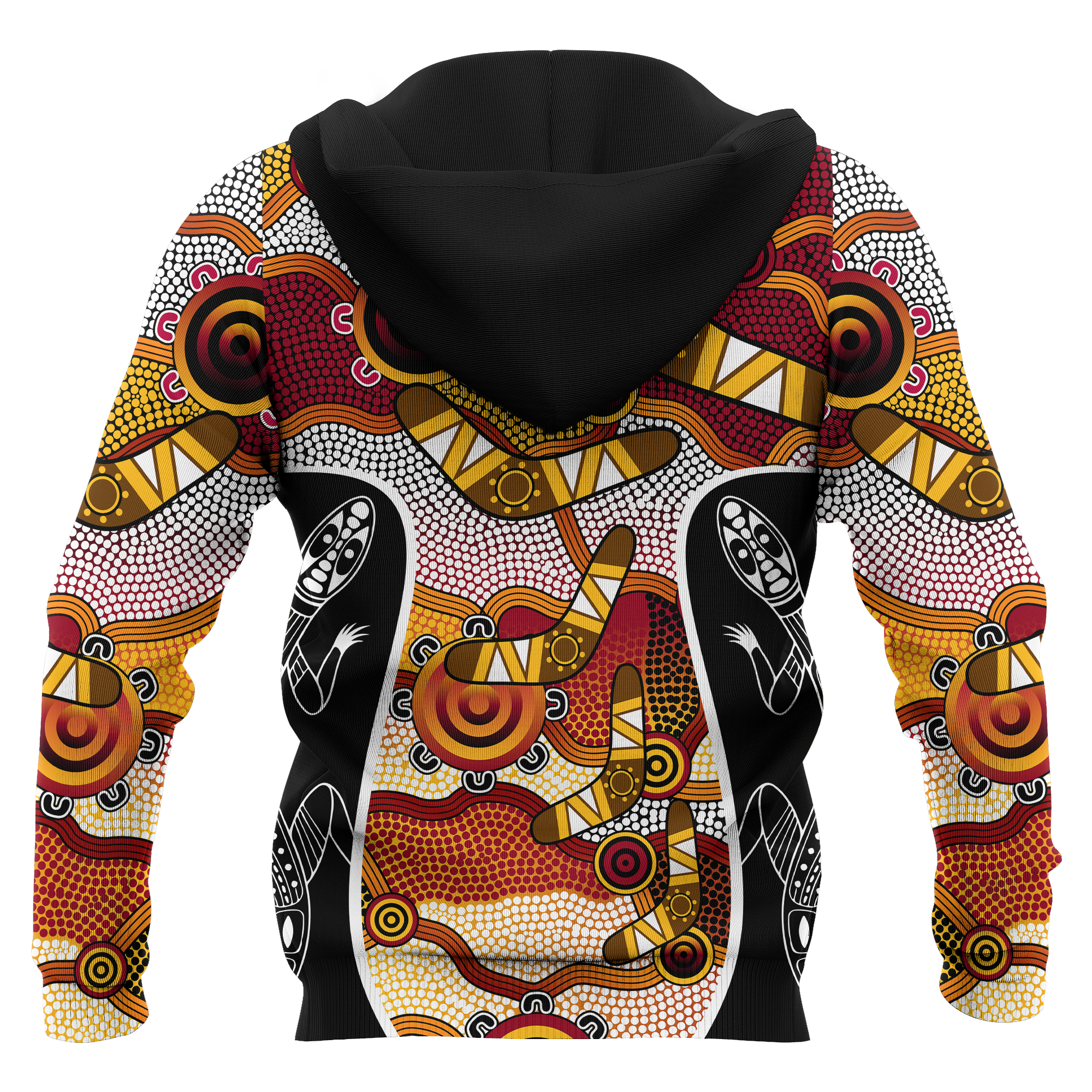 Aboriginal Hoodie - Boomerang Patterns Circle Dot Painting
