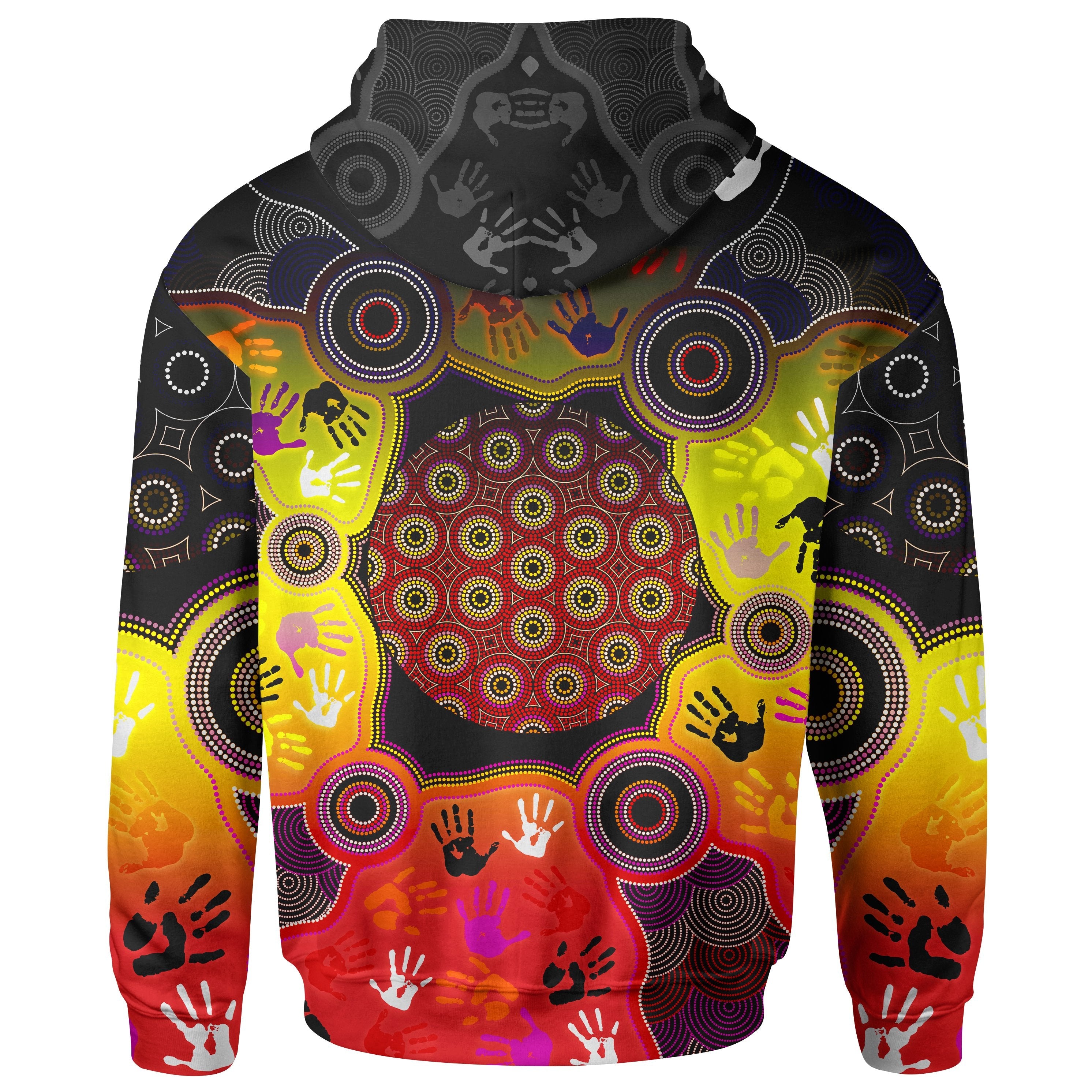 Aboriginal Zip Hoodie - Indigenous Circle Dot Painting Hand Art