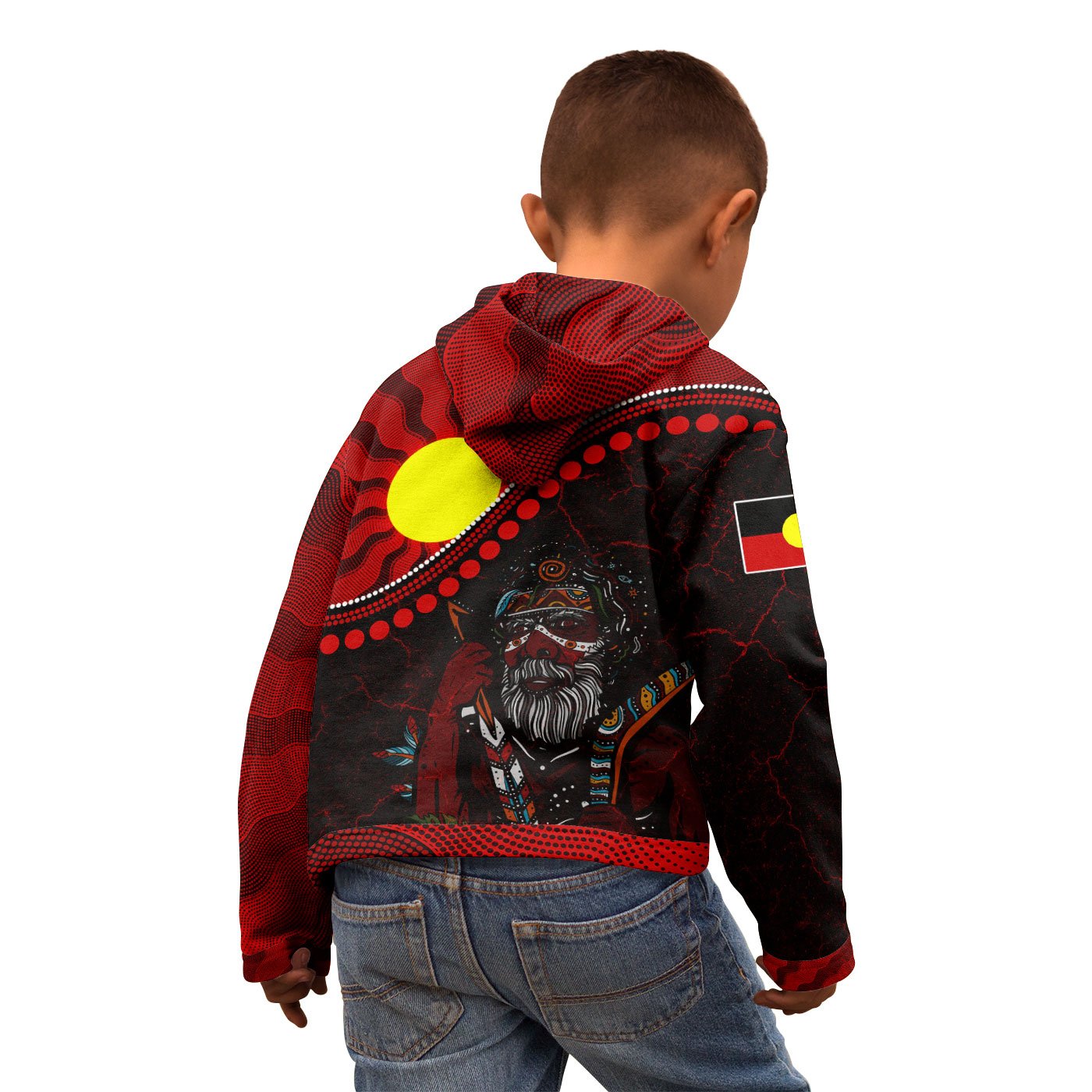 Aboriginal Zip Hoodie Kid - Indigenous People And Sun