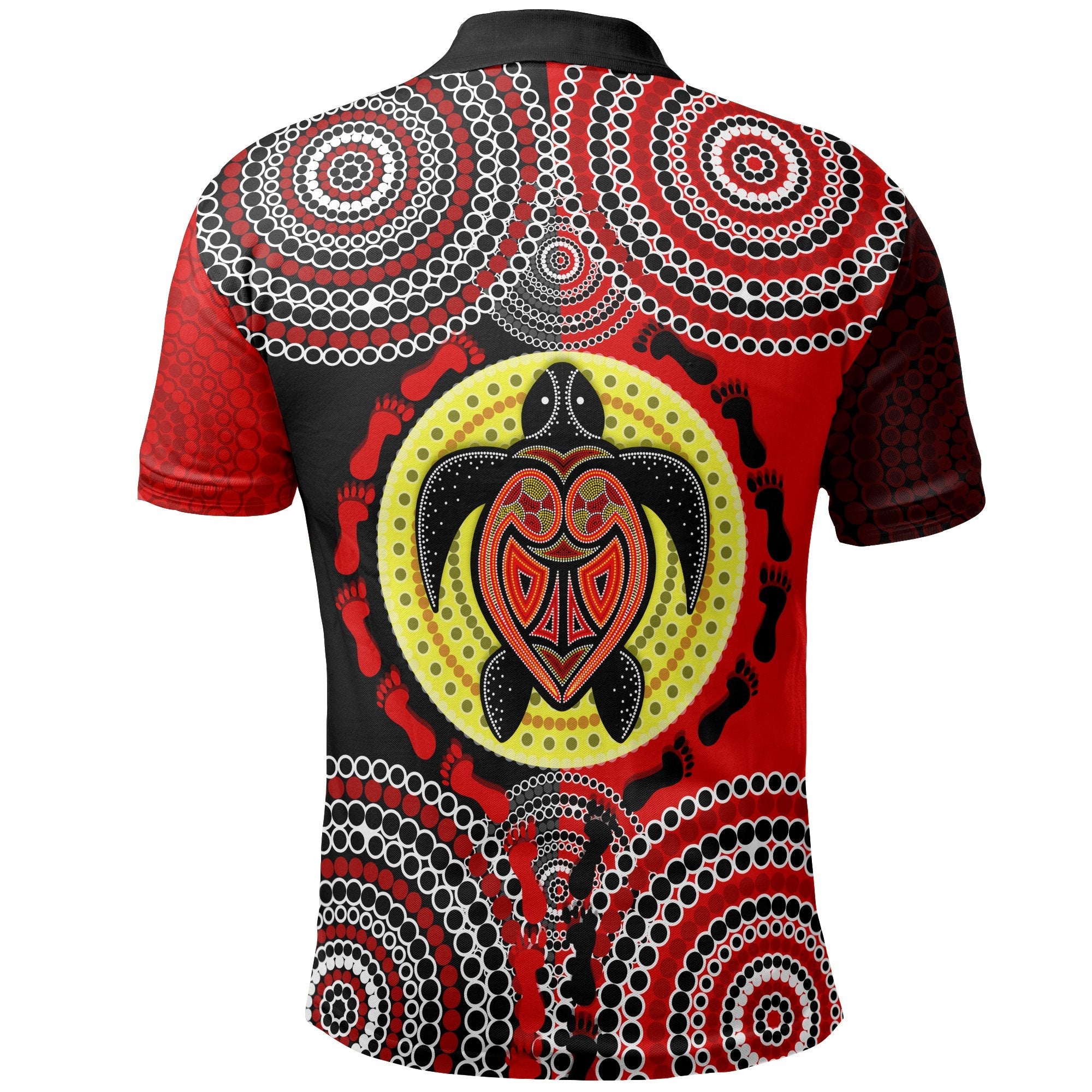 Aboriginal Polo - Turtle Footprint Circle Dot Painting Polo Shirt