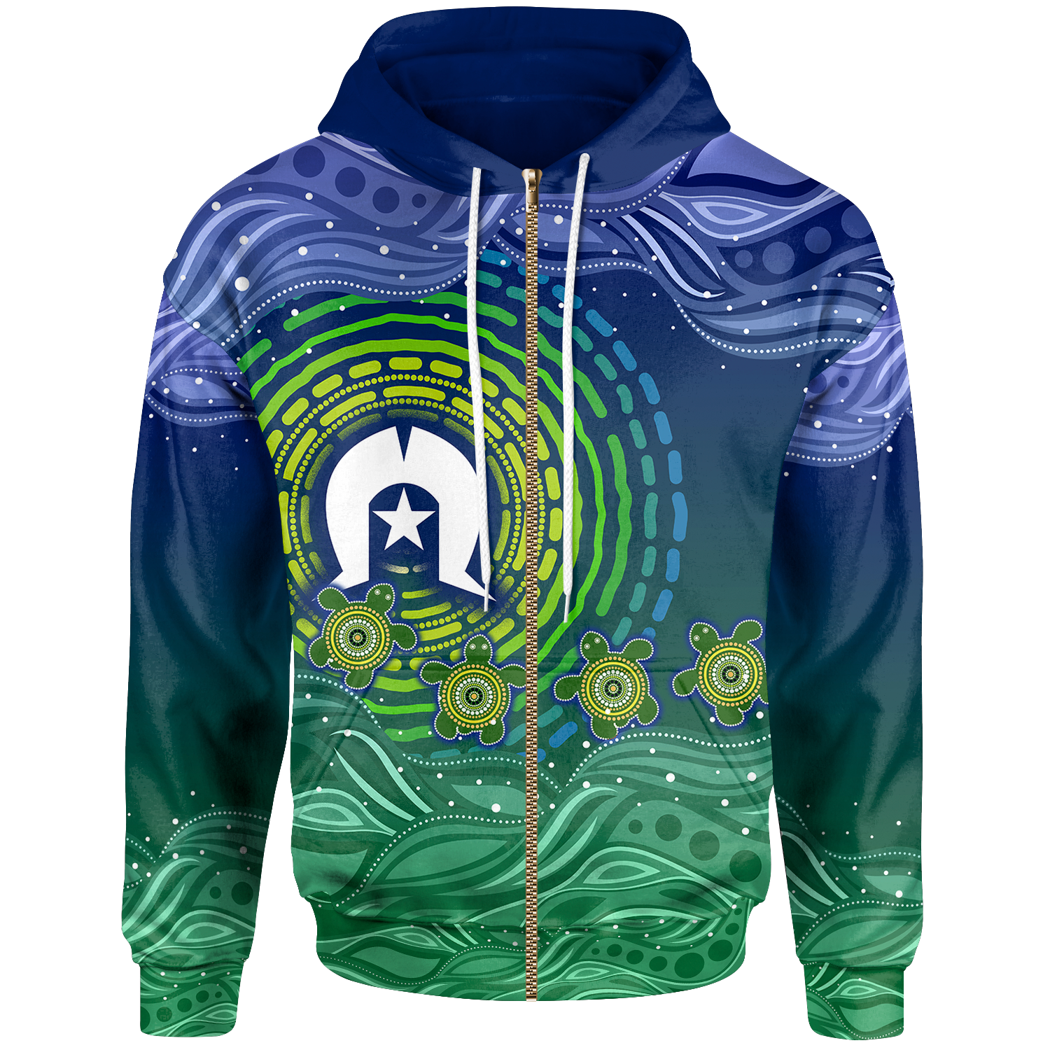 Torres Strait Islanders Zip Hoodie - Aboriginal Turtle