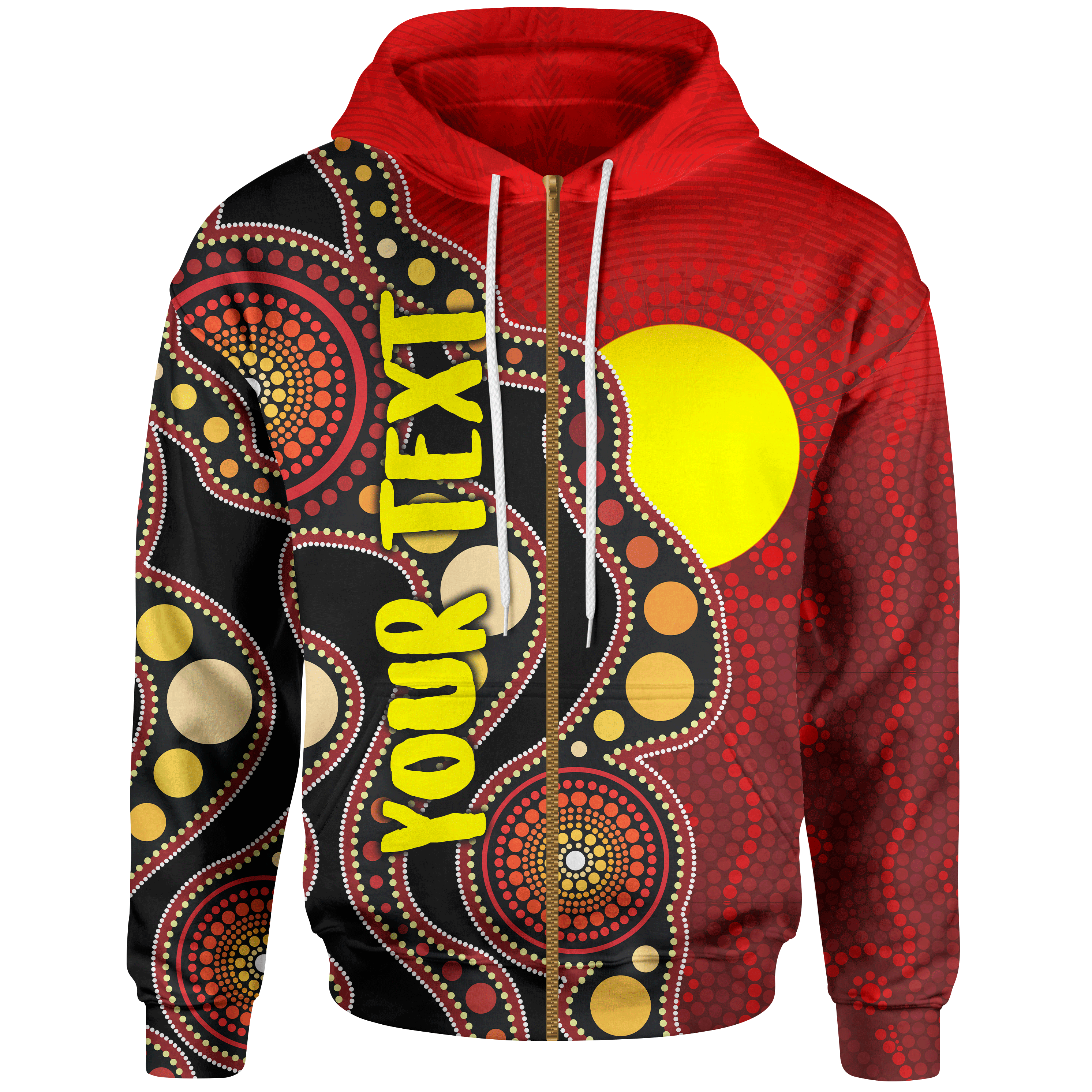 (Custom) Aboriginal Zip Hoodie - Australia Aboriginal Lives Matter Flag