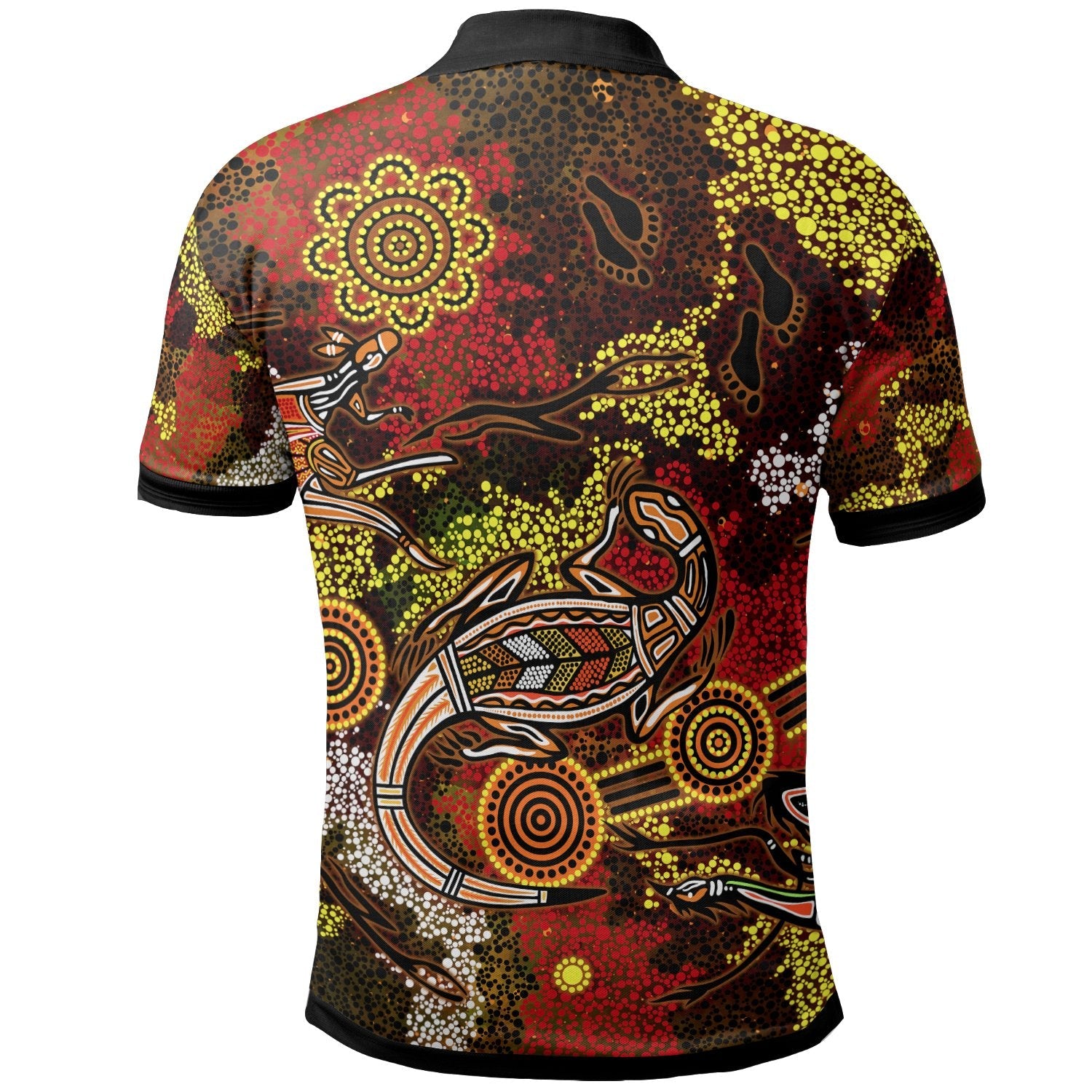 Aboriginal Polo - (Custom Text) Kangaroo and Lizard Dot Painting Art Polo Shirt