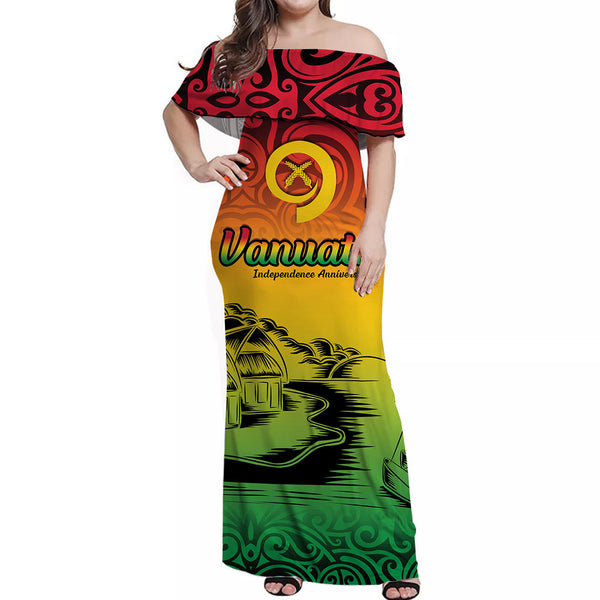 Vanuatu Peaceful Off Shoulder Long Dress - Independence Anniversary LT13