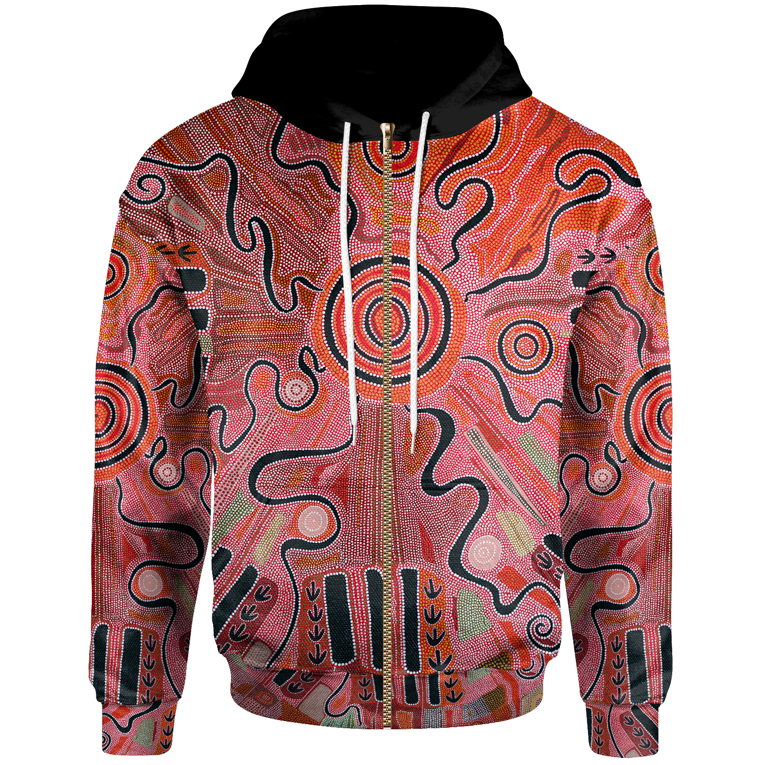 Aboriginal Zip Hoodie - Indigenous Footprint Landscape