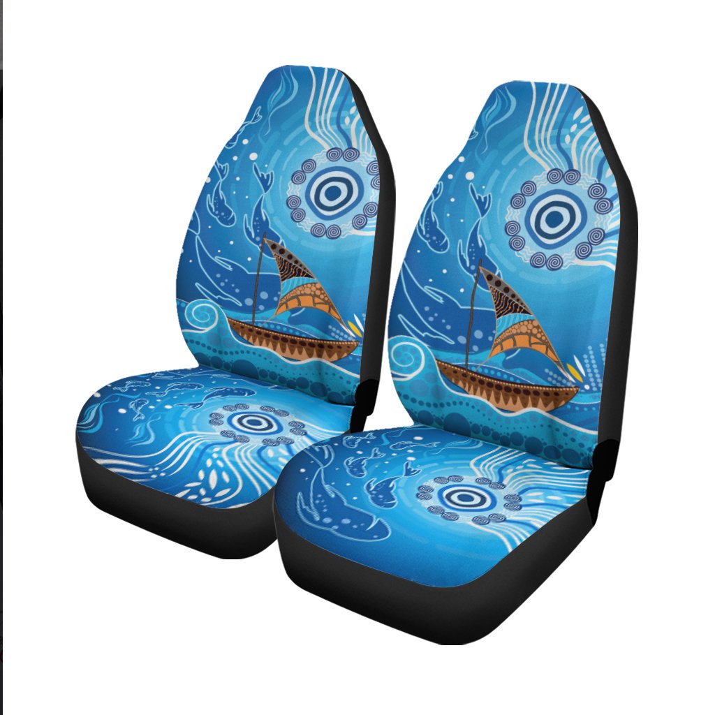 Car Seat Cover - Aboriginal View Sea With Fish And Boat