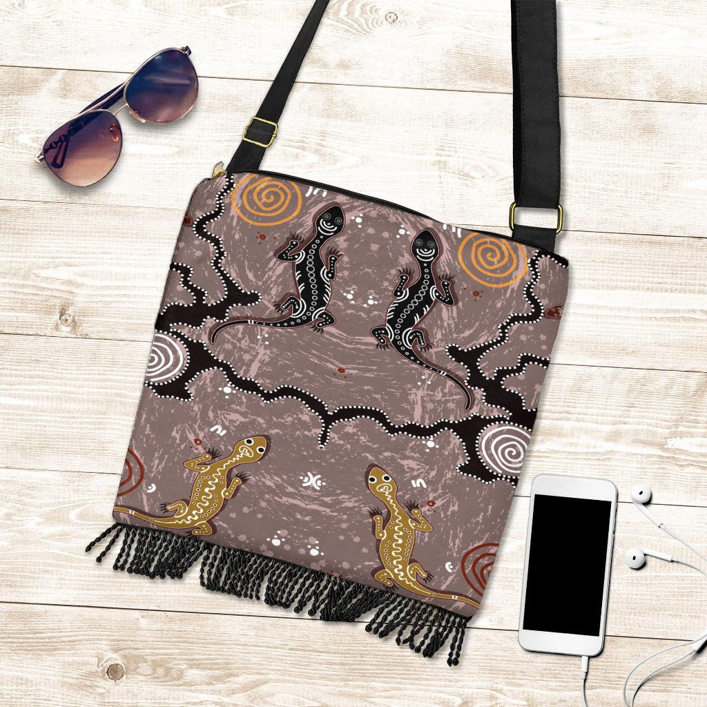 Boho Handbag - Lizard Family Aboriginal Pattern