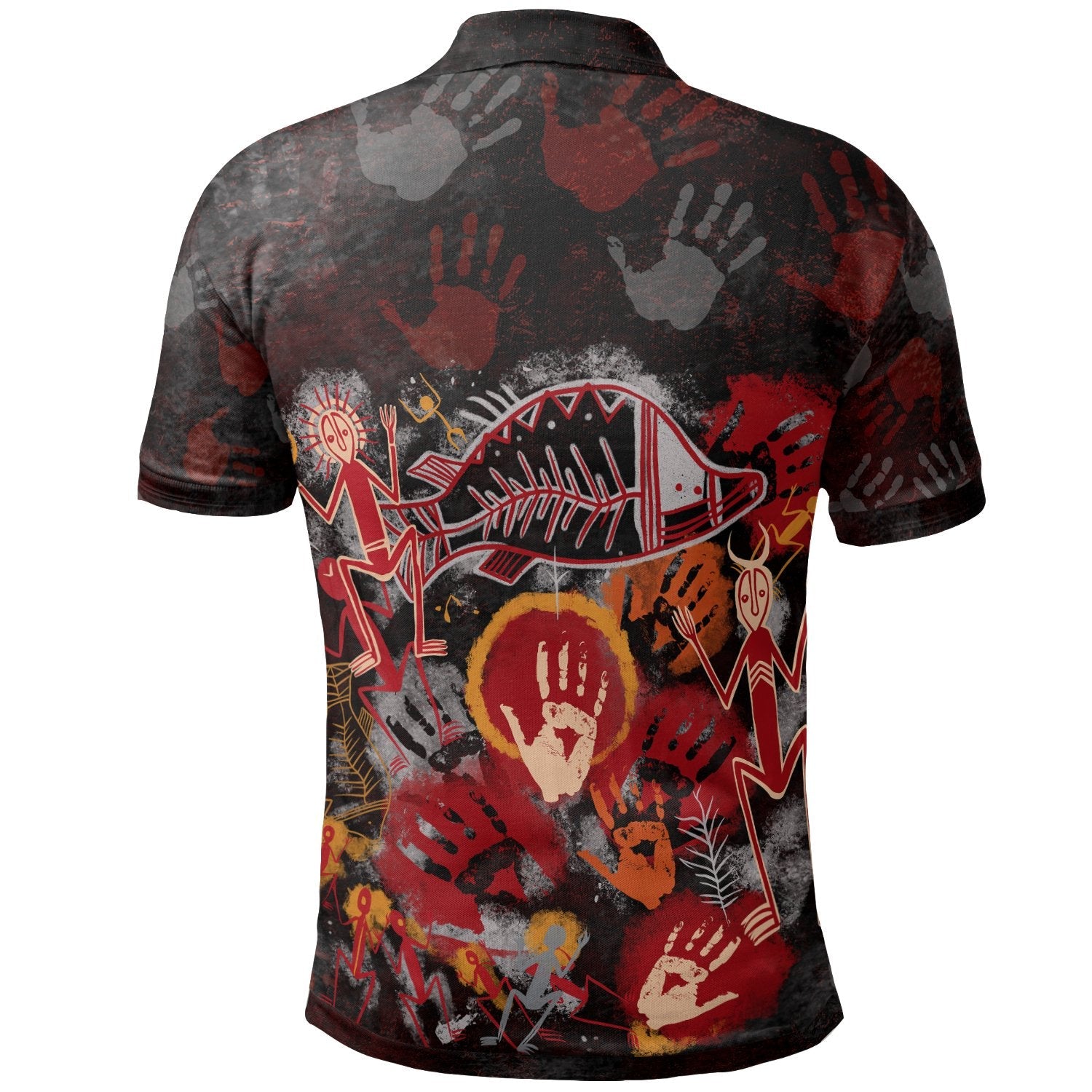 Aboriginal Polo - (Custom Text) Aboriginal Indigenous Fish Hand Art Polo Shirt