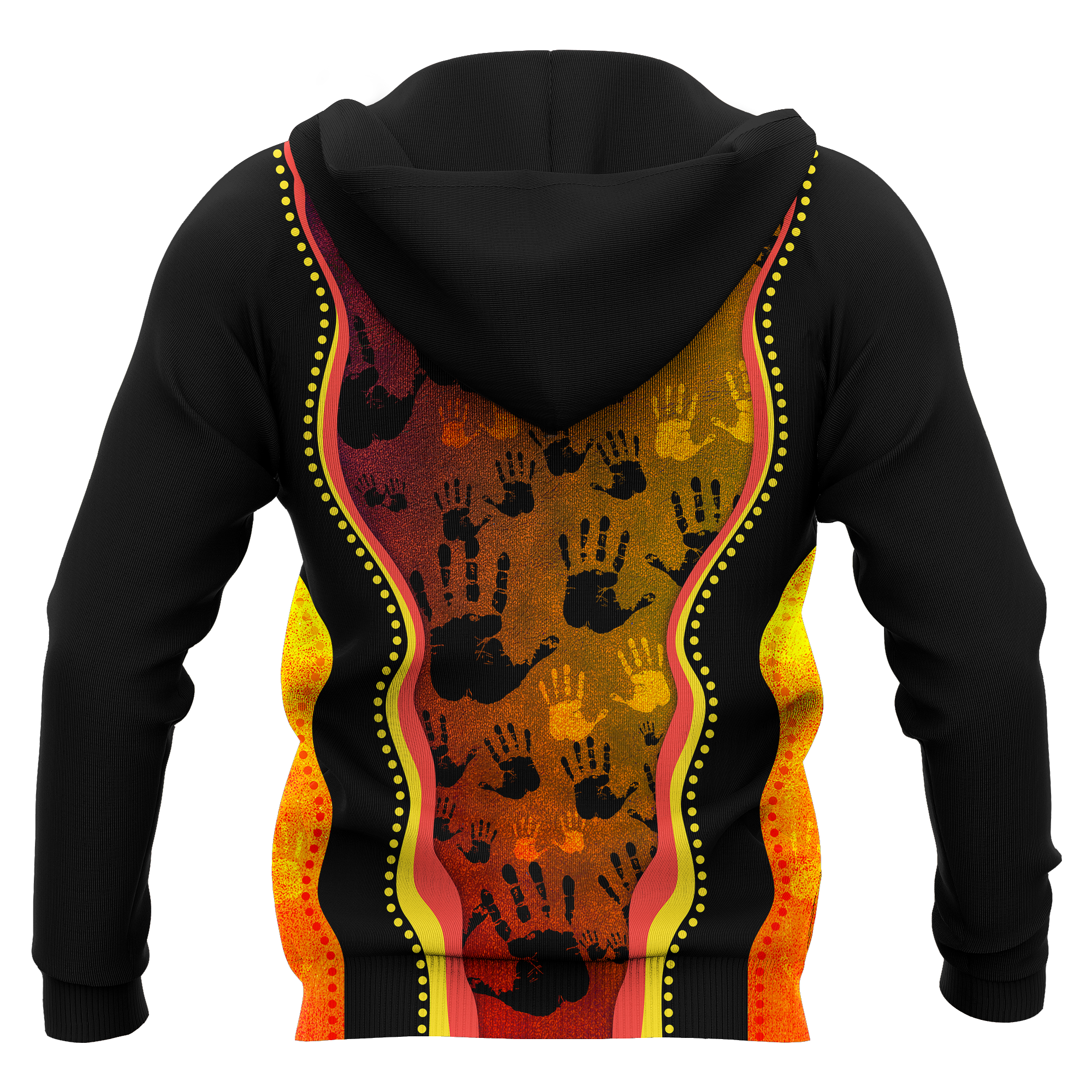 Aboriginal Zip Hoodie - Aboriginal Rock Painting Hand Art Golden Style