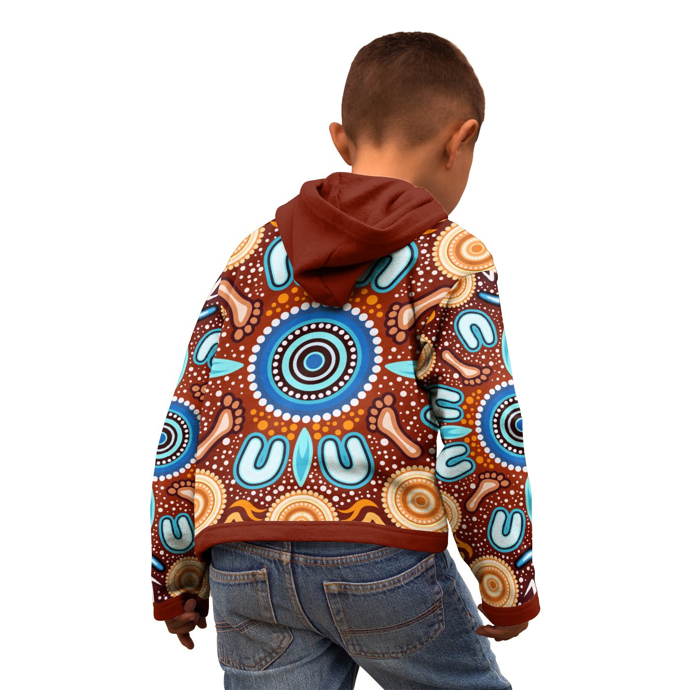 Aboriginal Kid Zip Hoodie - Indigenous Circle Dot Painting Ver02