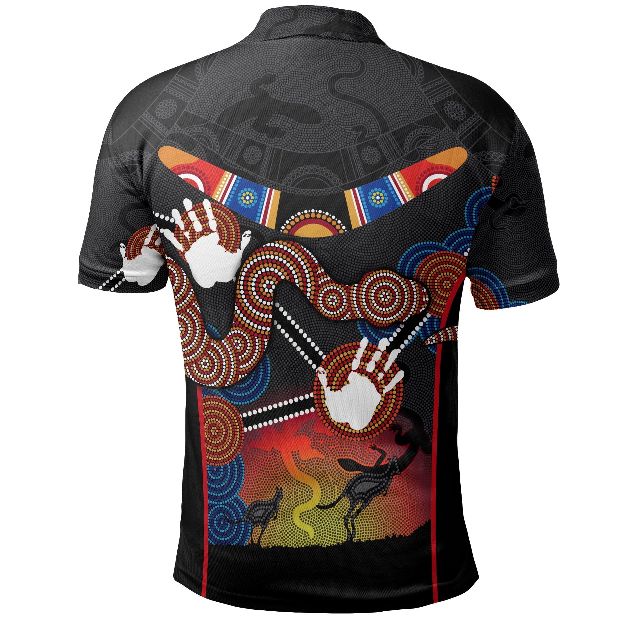 Aboriginal Polo - Australian Boomerang and Snake Indigenous Art Kid Polo Shirt