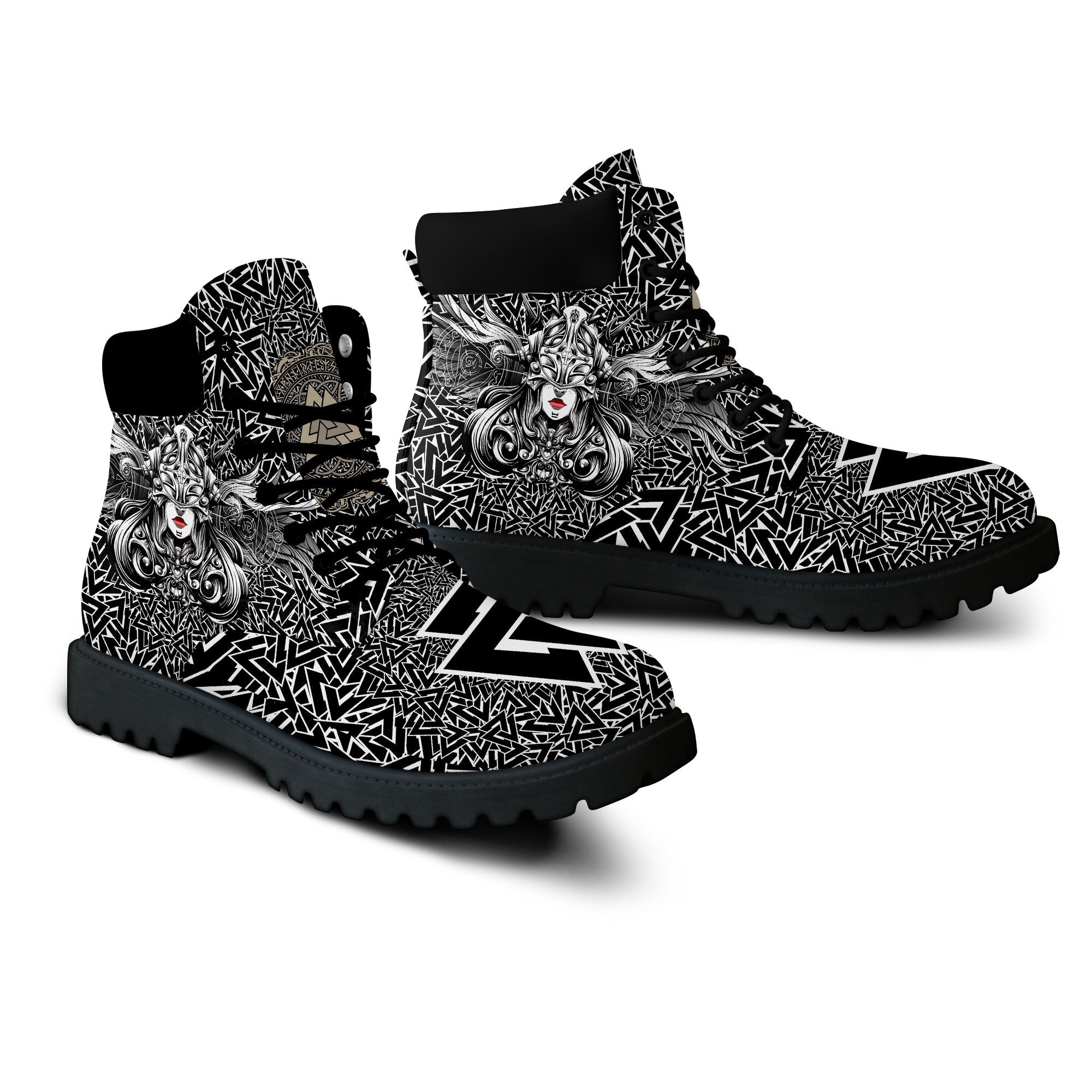 Viking All Season Boots Valkyrie Valknut Pattern