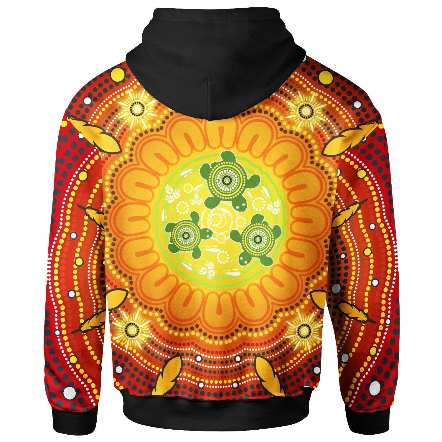 (Custom Text) Aboriginal Zip Hoodie - Turtle Circle Dot Painting Art
