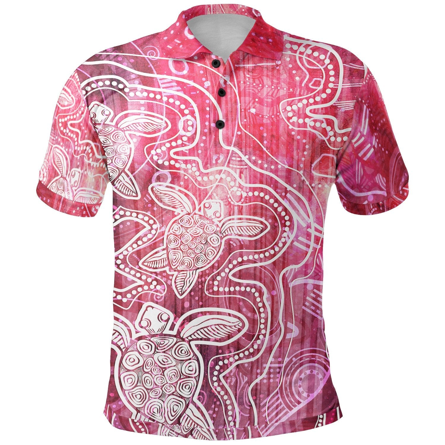 Aboriginal Polo - Sea Turtle With Indigenous Patterns (Pink) Polo Shirt