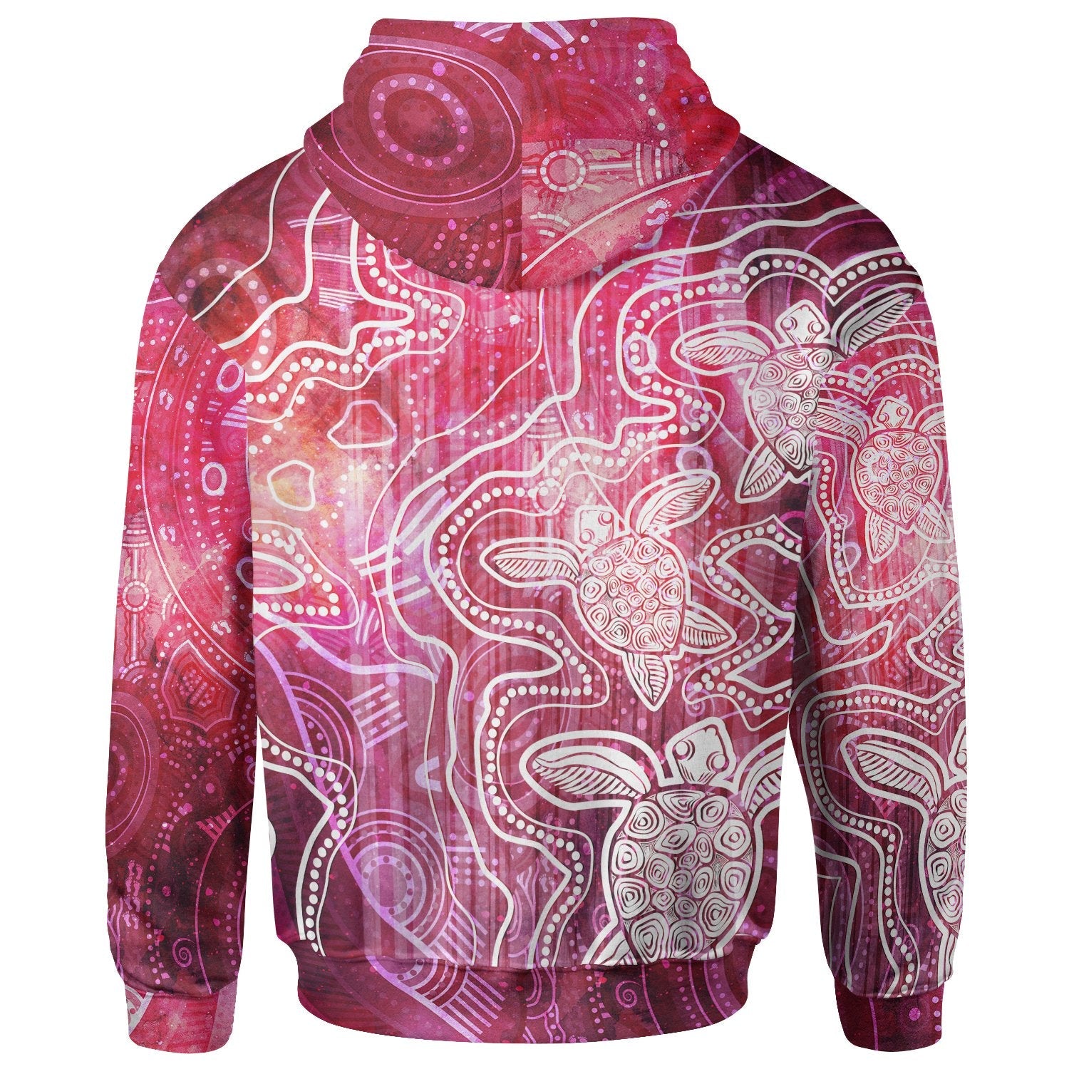 Aboriginal Hoodie Zip Up - Sea Turtle With Indigenous Patterns (Pink) 