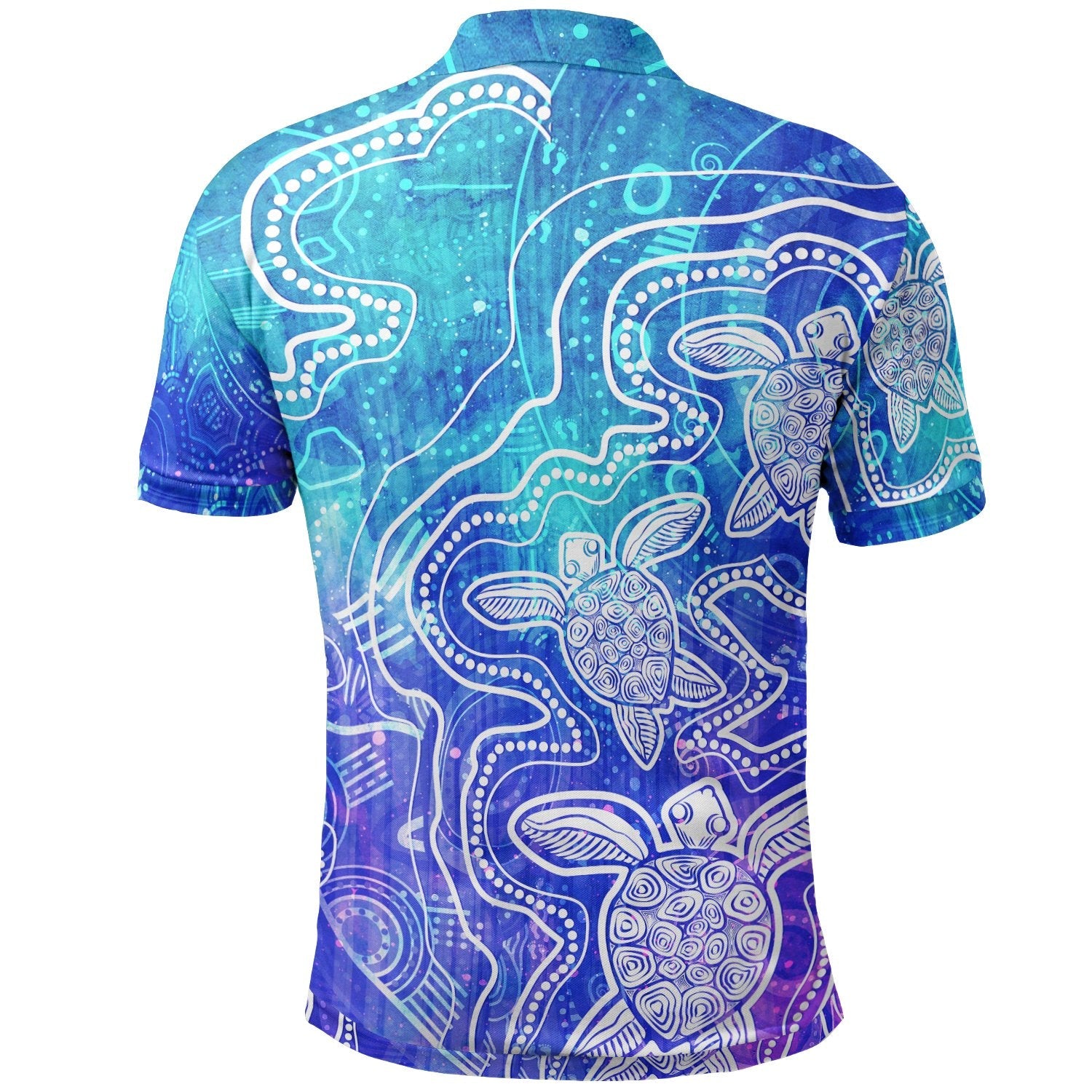 Aboriginal Polo - Sea Turtle With Indigenous Patterns (Blue) Polo Shirt