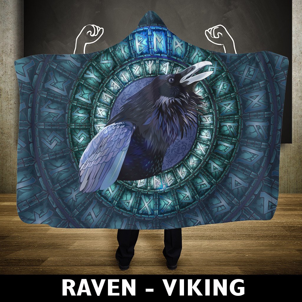 Viking Hooded Blanket Raven 