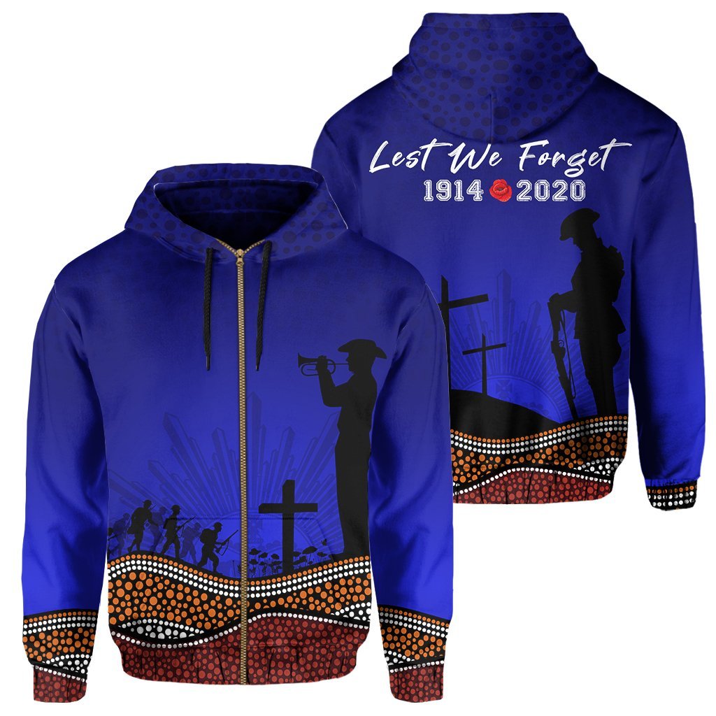 Zipper Hoodie Anzac Day Our Heroes - Nhi Style Blue