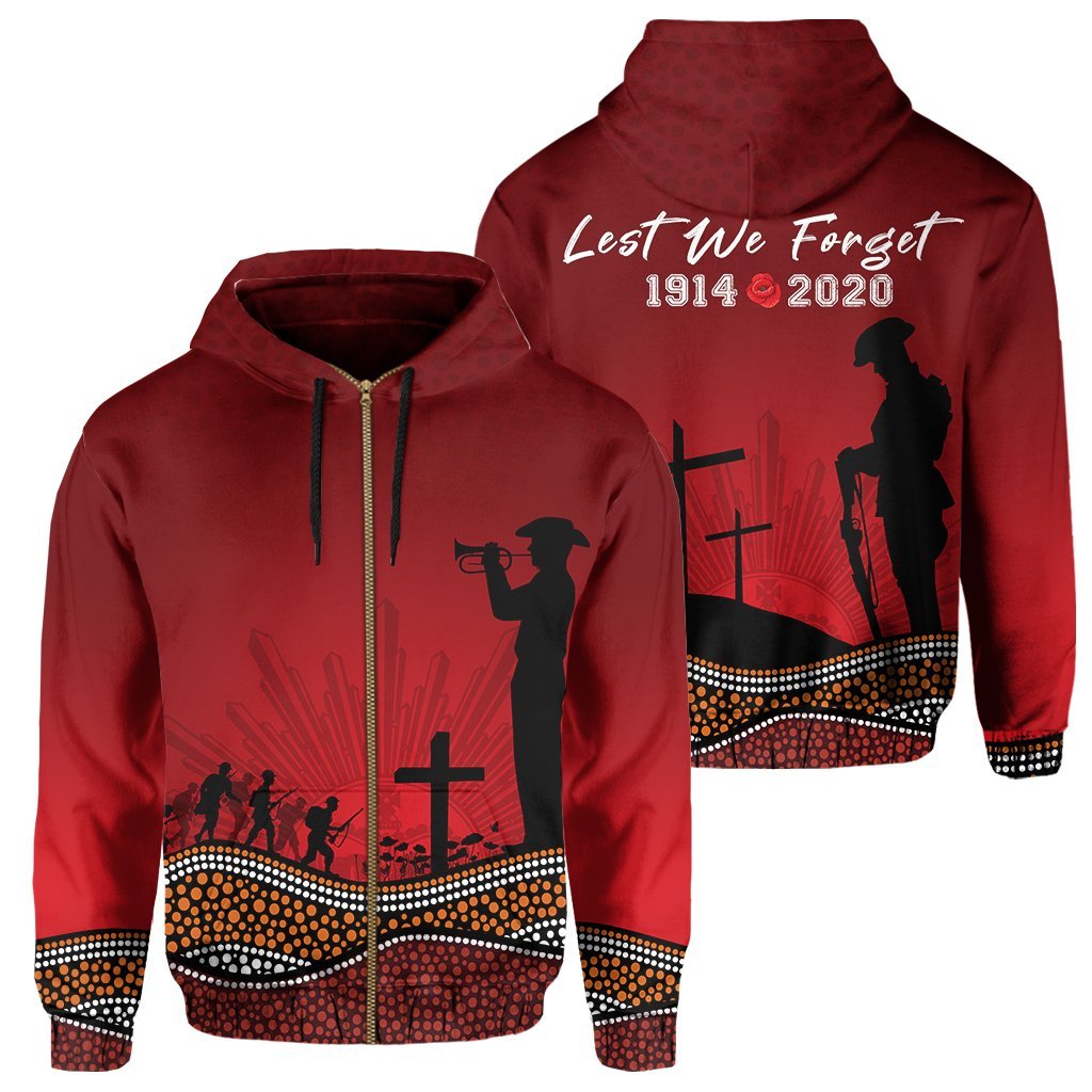 Zipper Hoodie Anzac Day Our Heroes - Nhi Style Red